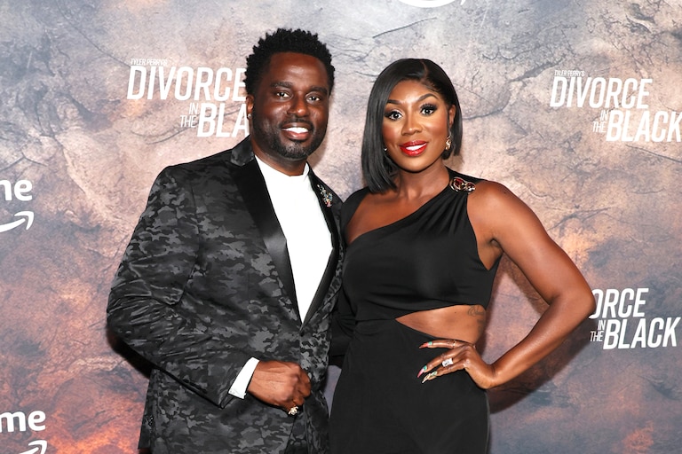 NEW YORK, NEW YORK - JULY 08: Eddie Osefo and Wendy Osefo attend Tyler Perry's "Divorce In The Black" New York Premiere at Regal Times Square on July 08, 2024 in New York City.