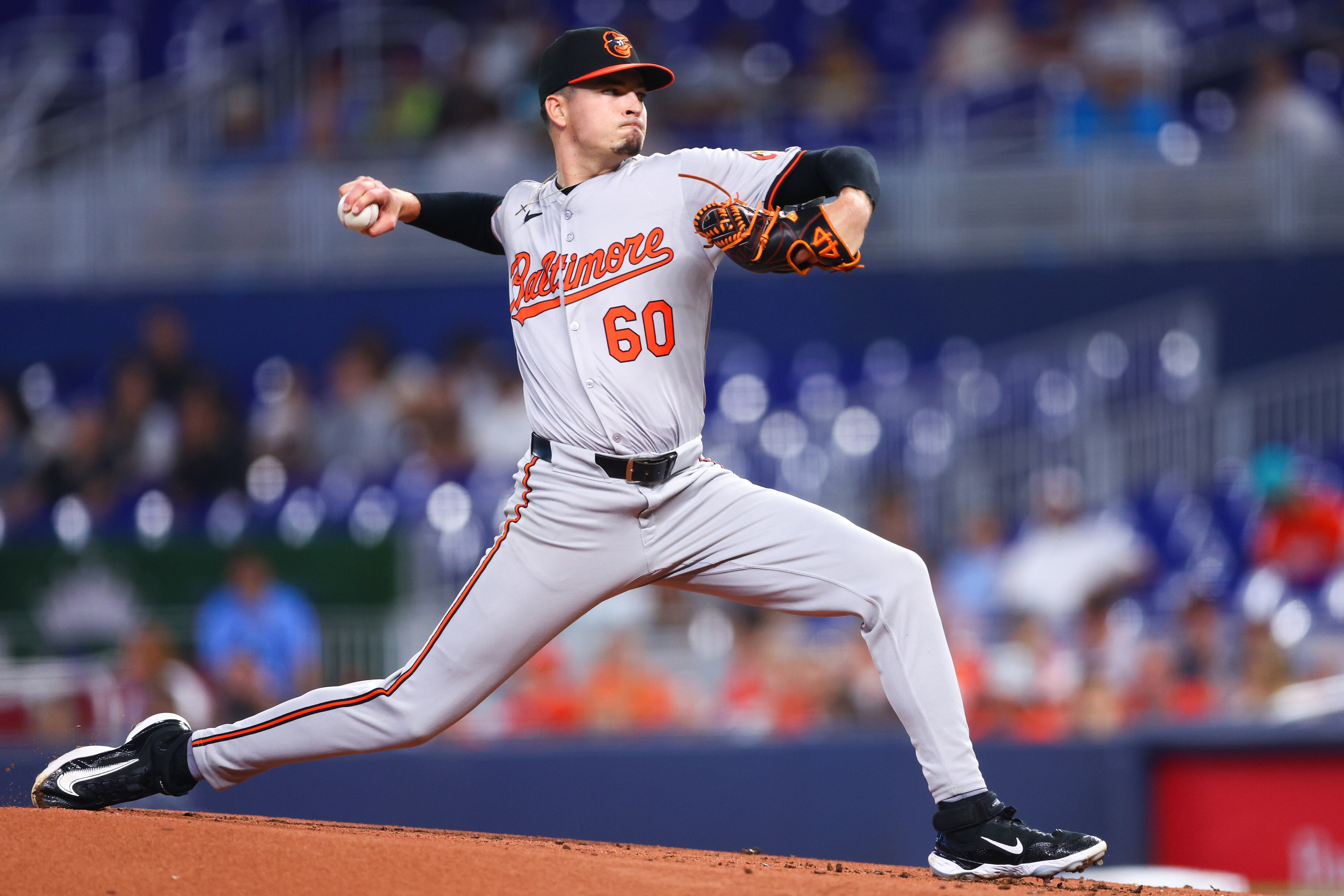 Chayce McDermott of the Orioles pitched four innings, allowing three runs, in his major league debut.