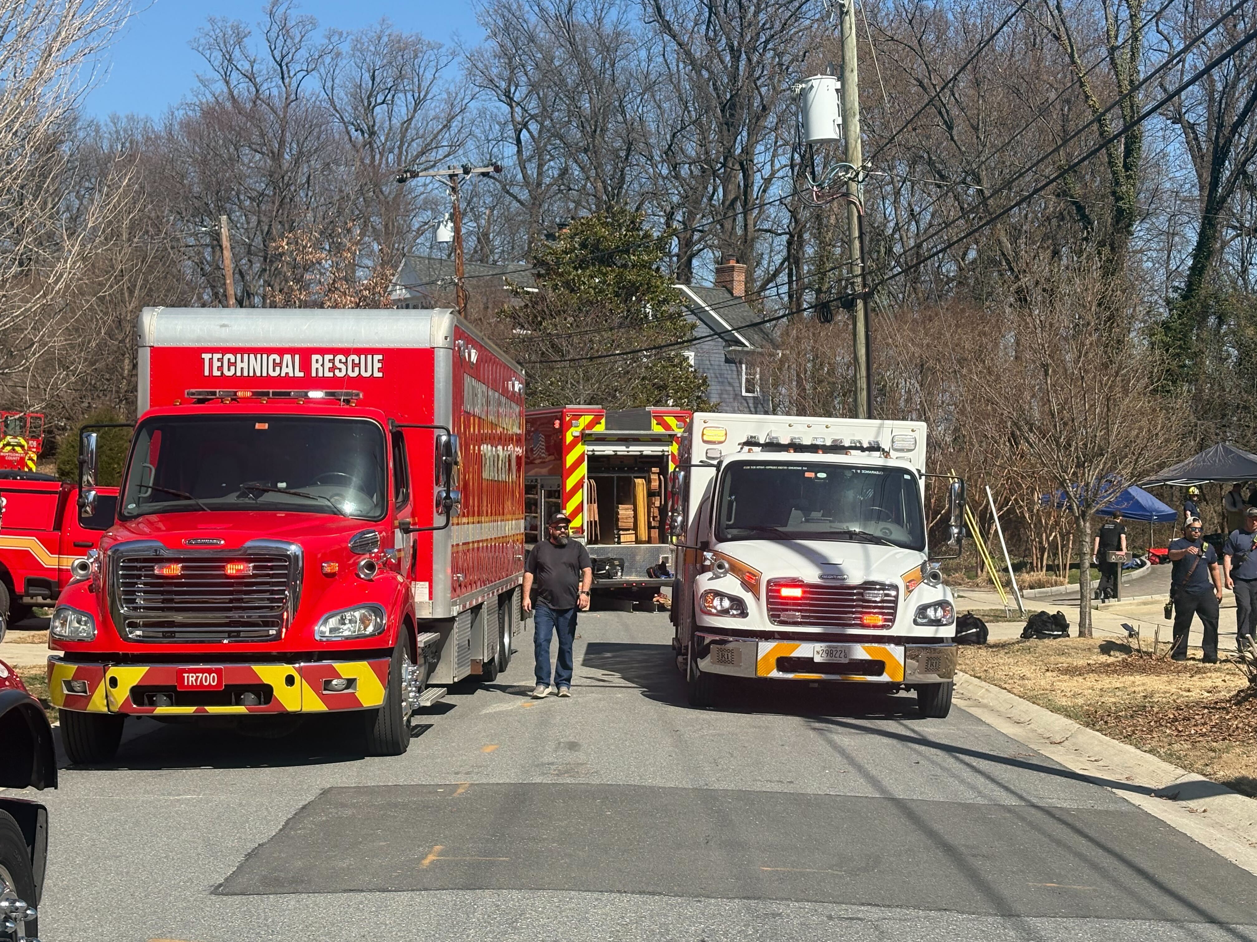 Montgomery County rescue teams pulled two construction workers from a trench that collapsed near a Bethesda home on Tuesday.