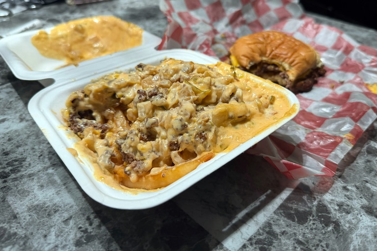 7th Street Burger has a loaded fries option that comes with a house sauce, grilled onions and a burger patty.