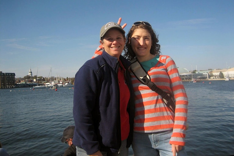 Christina Koch, right, and her friend, Joyce Bolton out on the water together in Maryland.
