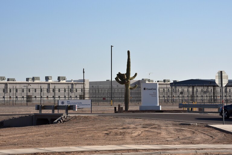 The Eloy Detention Center, a private prison owned by CoreCivic, houses detainees waiting the outcome of their deportation proceedings, Eloy, AZ, USA, 2019.