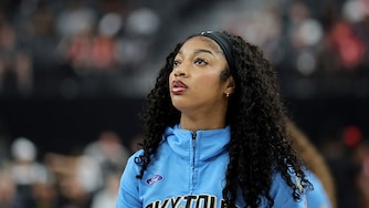 Angel Reese warms up before the Chicago Sky's game against the Las Vegas Aces on Sept. 7, 2025.