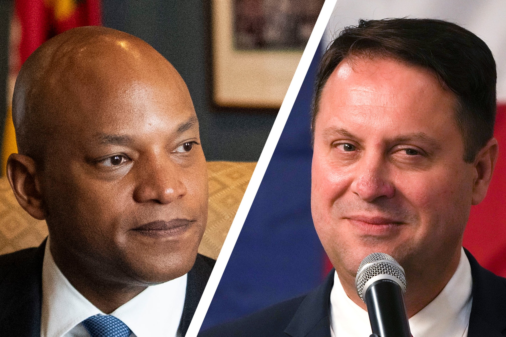 From left, Democratic candidate Gov. Wes Moore and Republican candidate Dan Cox.