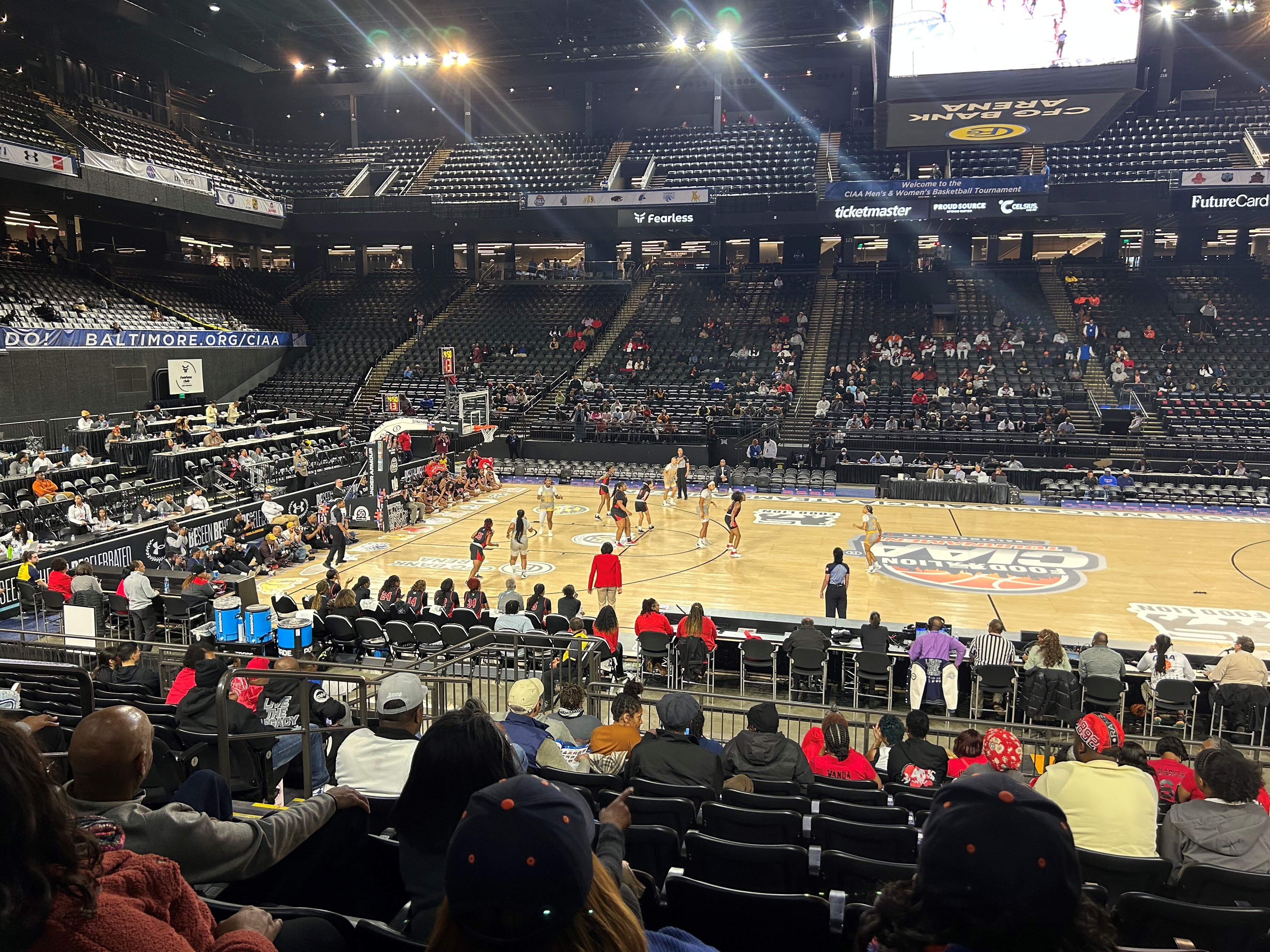 The women’s teams of Bowie State and Winston-Salem State play on Feb. 26, the first night of the 2024 CIAA Basketball Tournament.