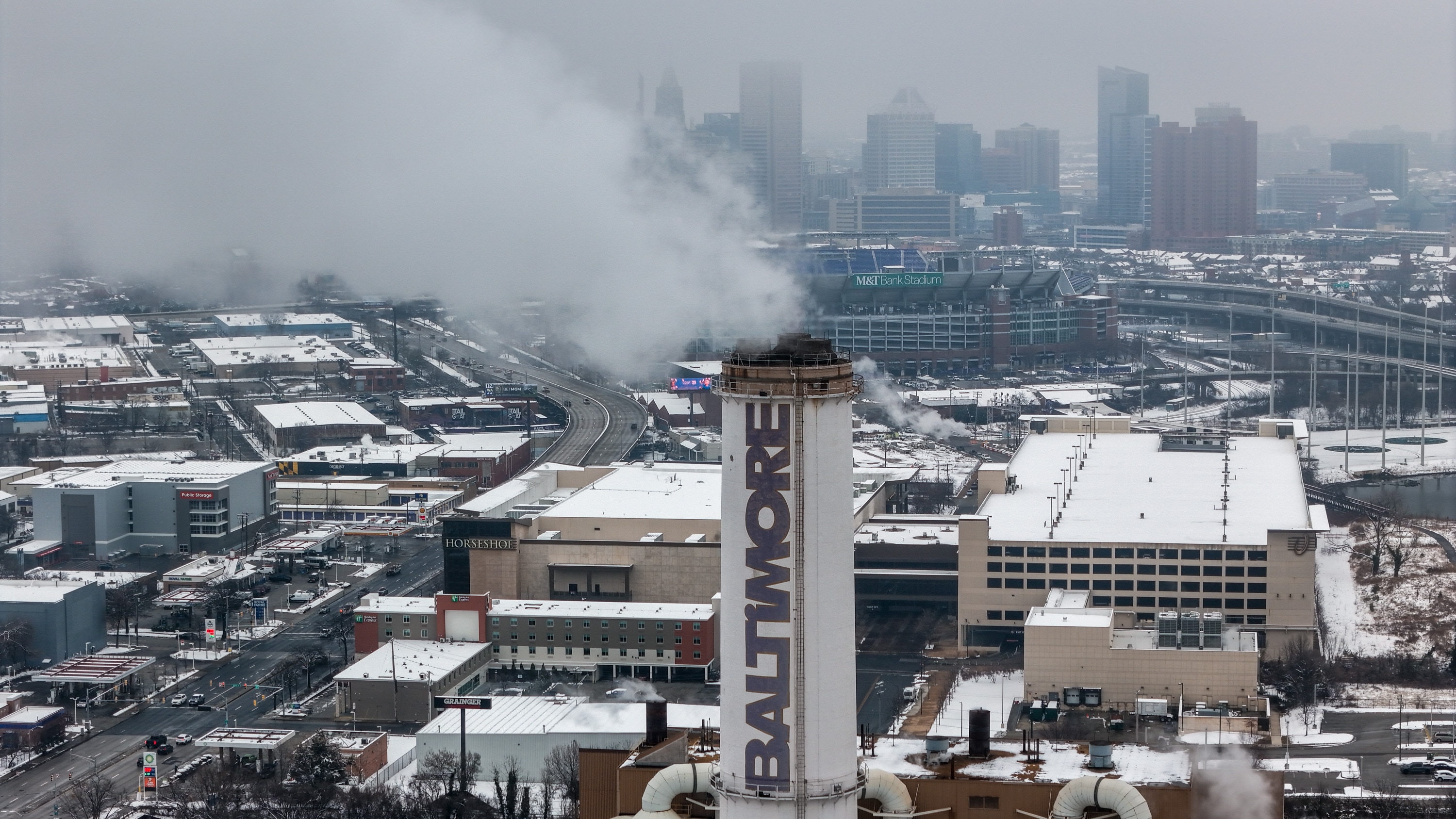 The WIN Waste Baltimore trash incinerator is seen along I-95 in Baltimore.