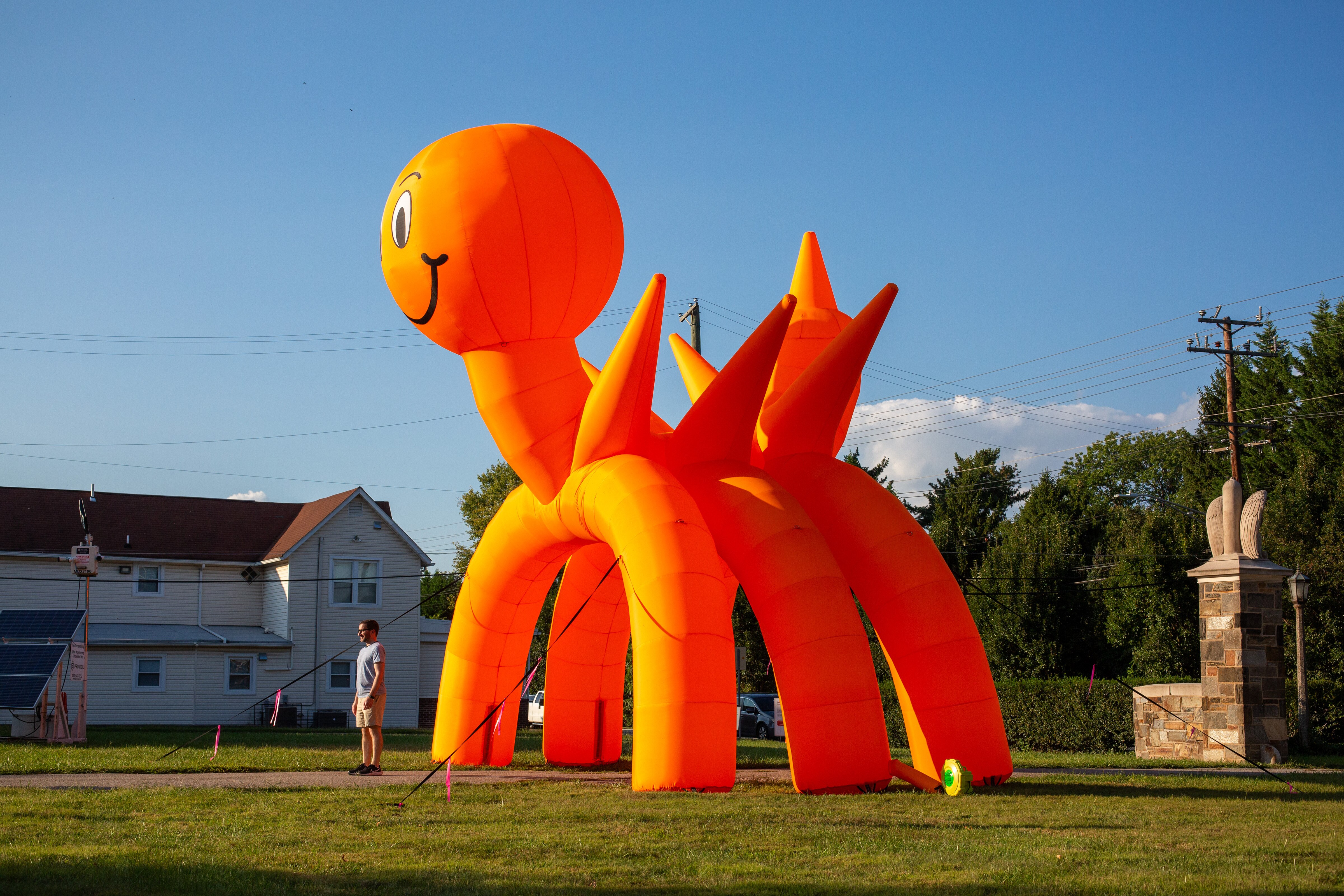 Large inflatable art structures will be on display at the Pikesville Armory during its block party this Friday.