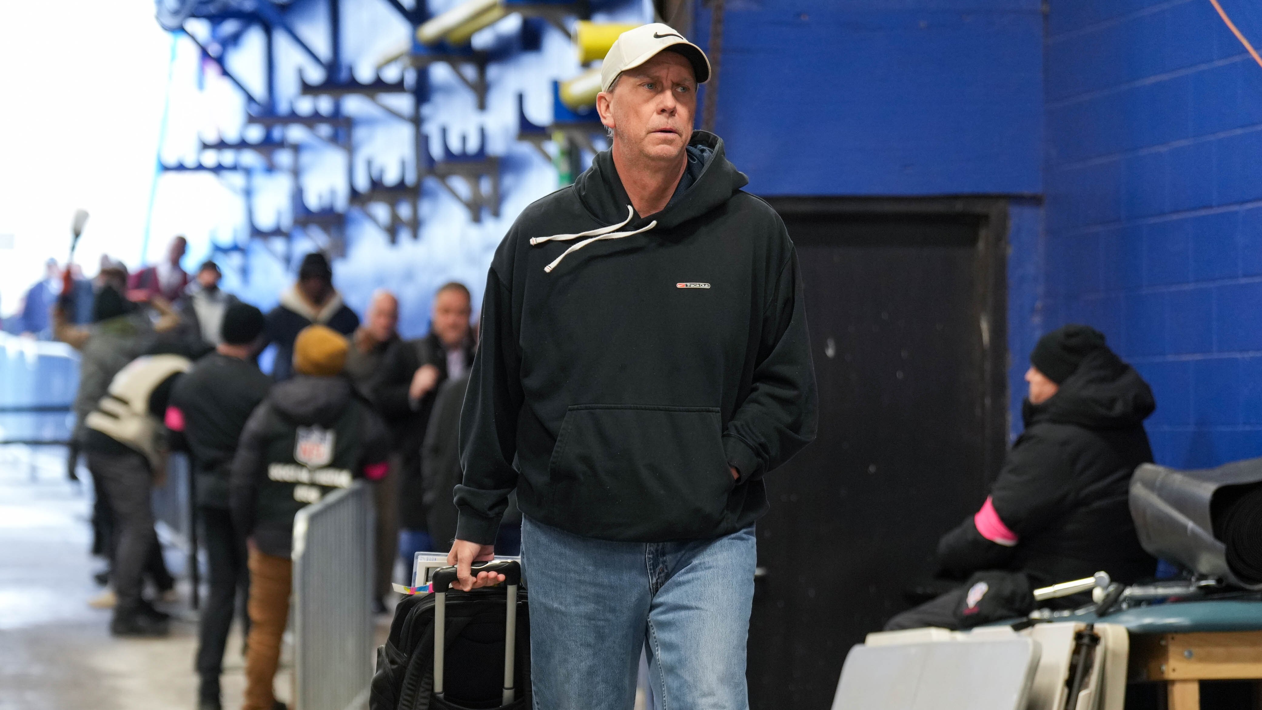 Baltimore Ravens offensive coordinator Todd Monken arrives at Highmark Stadium in Orchard Park, NY. ahead of a divisional round playoff game against the Buffalo Bills on Sunday, January 19, 2025.