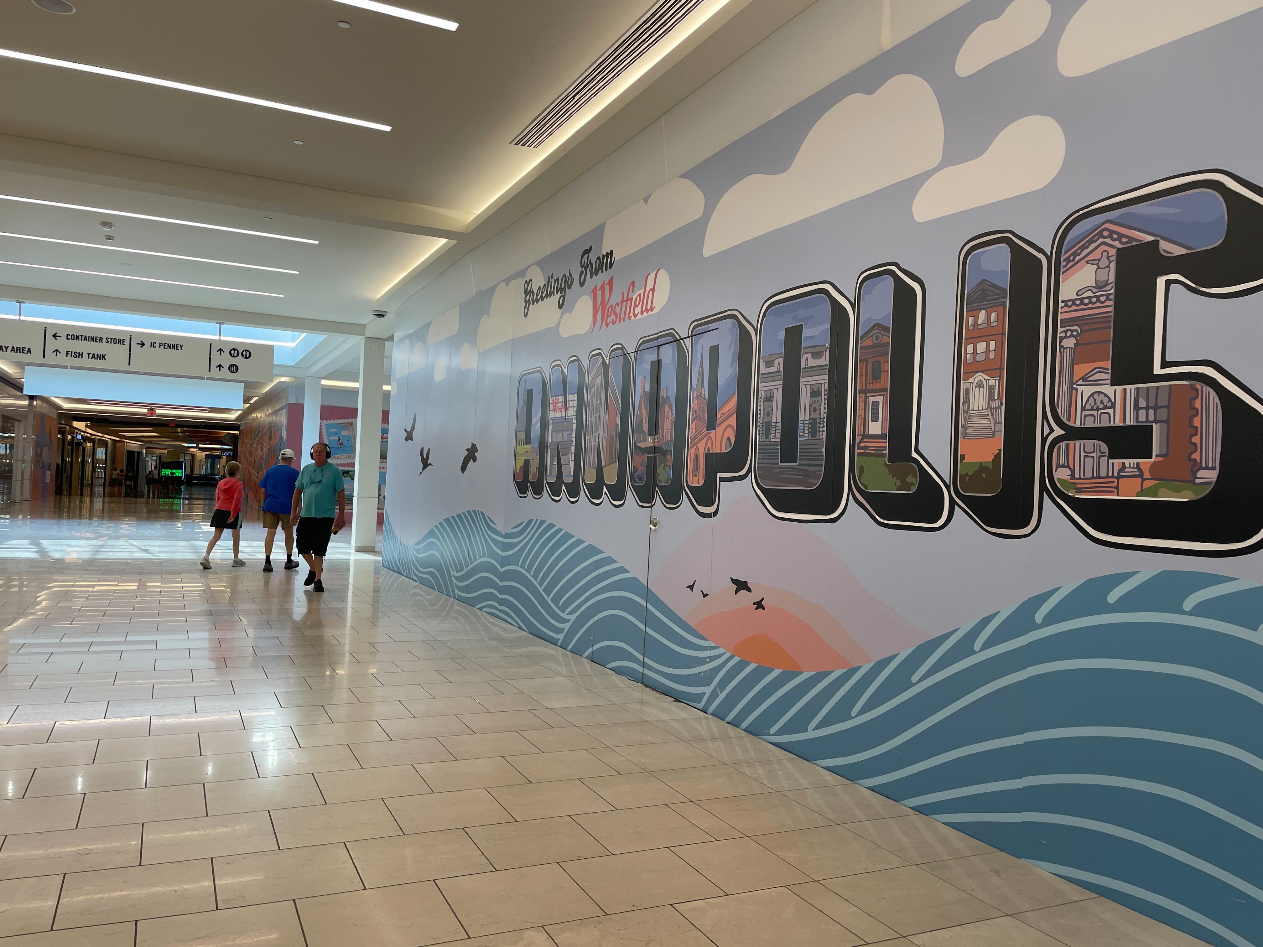 The interior of the Westfield Annapolis mall, seen on August 5, 2024.