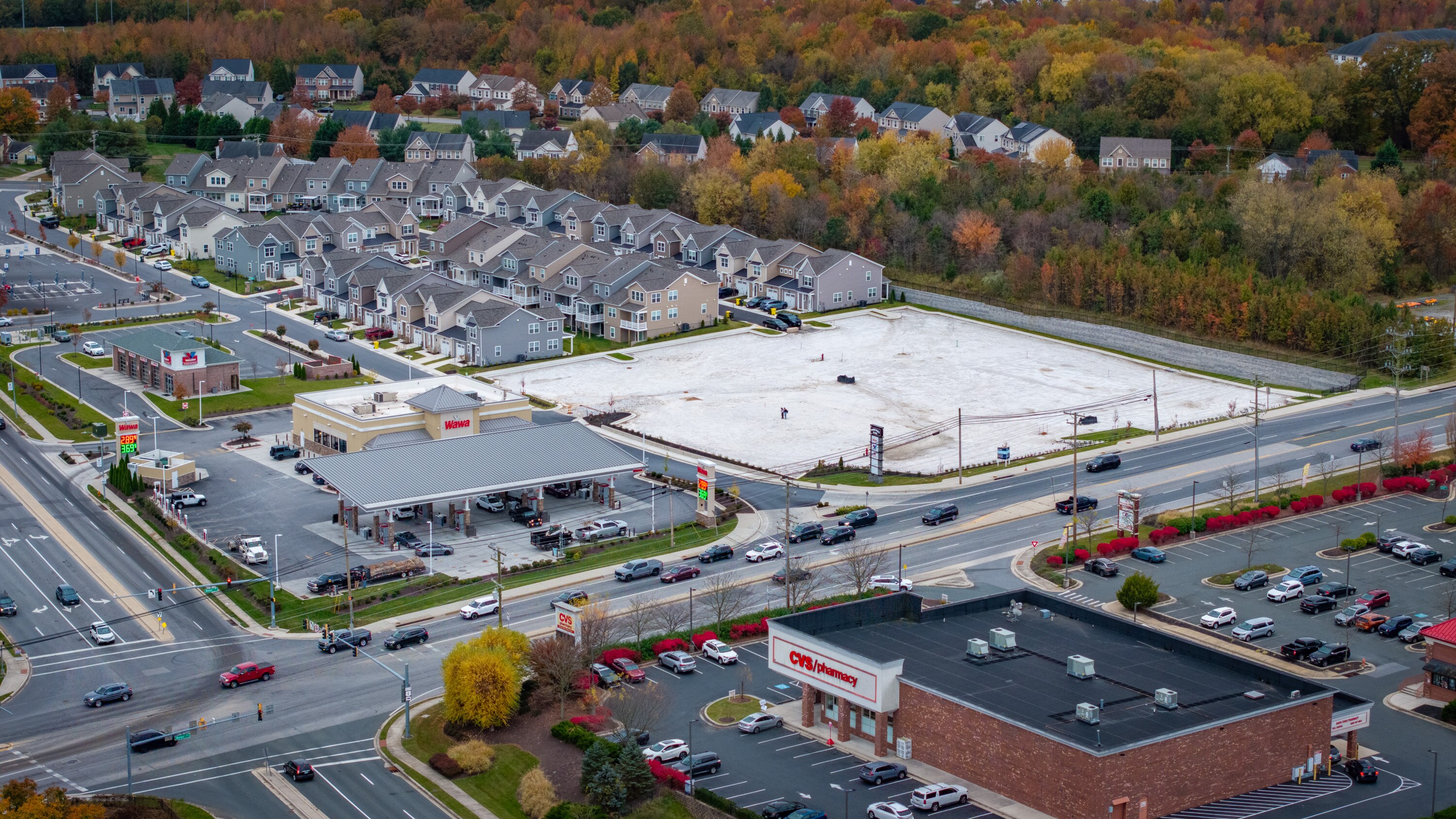 An empty lot along Belair Road near Honeygo Boulevard in Perry Hall, where a proposed Denny’s restaurant is to be built.