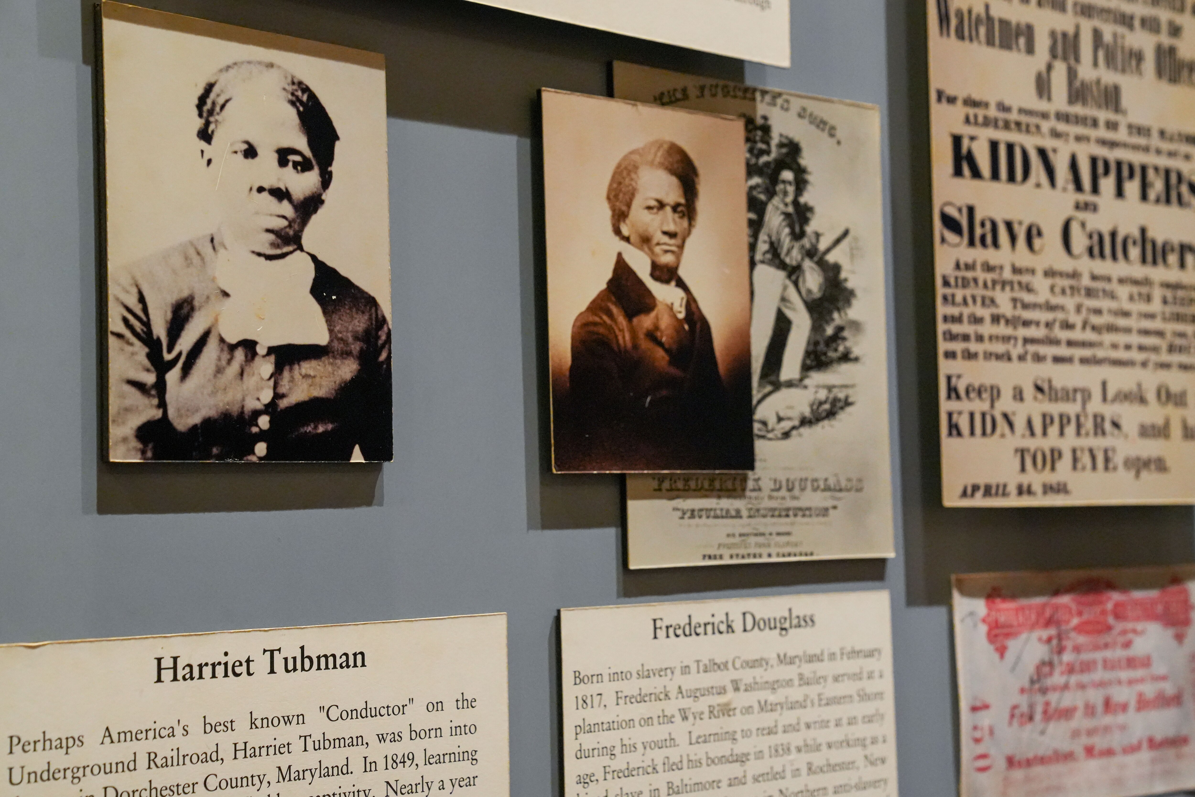 An exhibit on Harriet Tubman and Frederick Douglass is on display at the President Street Station during an open house on 8/18/22. Maryland Public Television is premiering new documentaries on the prominent Marylanders in October, 2022.