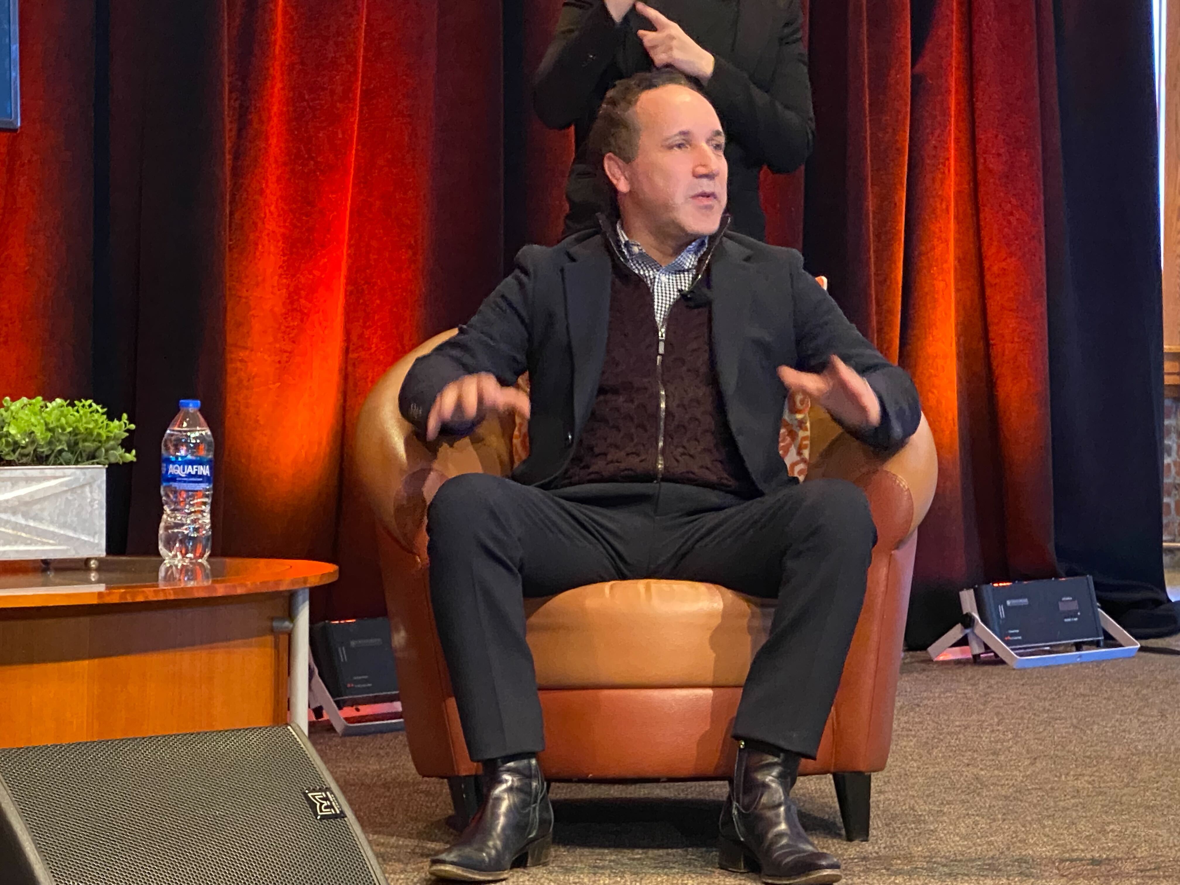 Orioles CEO John Angelos announces a $5 million commitment to CollegeBound Foundation at the B&O Warehouse on Jan. 16, 2023.