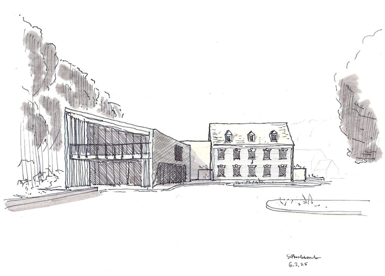 A sketch from last summer depicts the proposed entrance to the Springsong Museum.