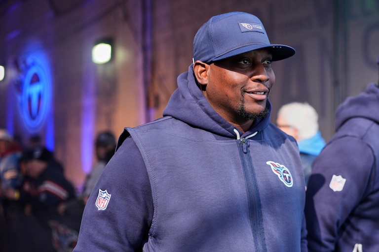 FILE - Tennessee Titans defensive coordinator Dennard Wilson walks to the field before a game on Nov. 30, 2025.