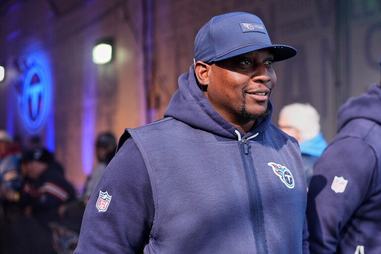 FILE - Tennessee Titans defensive coordinator Dennard Wilson walks to the field before a game on Nov. 30, 2025.
