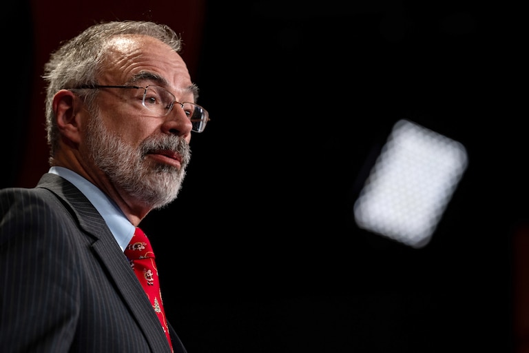 WASHINGTON, DC - DECEMBER 18: Rep. Andy Harris (R., Md.) speaks during a news conference on the proposed continuing resolution to extend government funding through March 14, on Capitol Hill on December 18, 2024 in Washington, DC. Allies of President-elect Trump criticized a massive government funding bill unveiled Tuesday, urging lawmakers to oppose it ahead of a looming deadline and complicating efforts by House GOP leaders, while Trump himself has yet to weigh in.