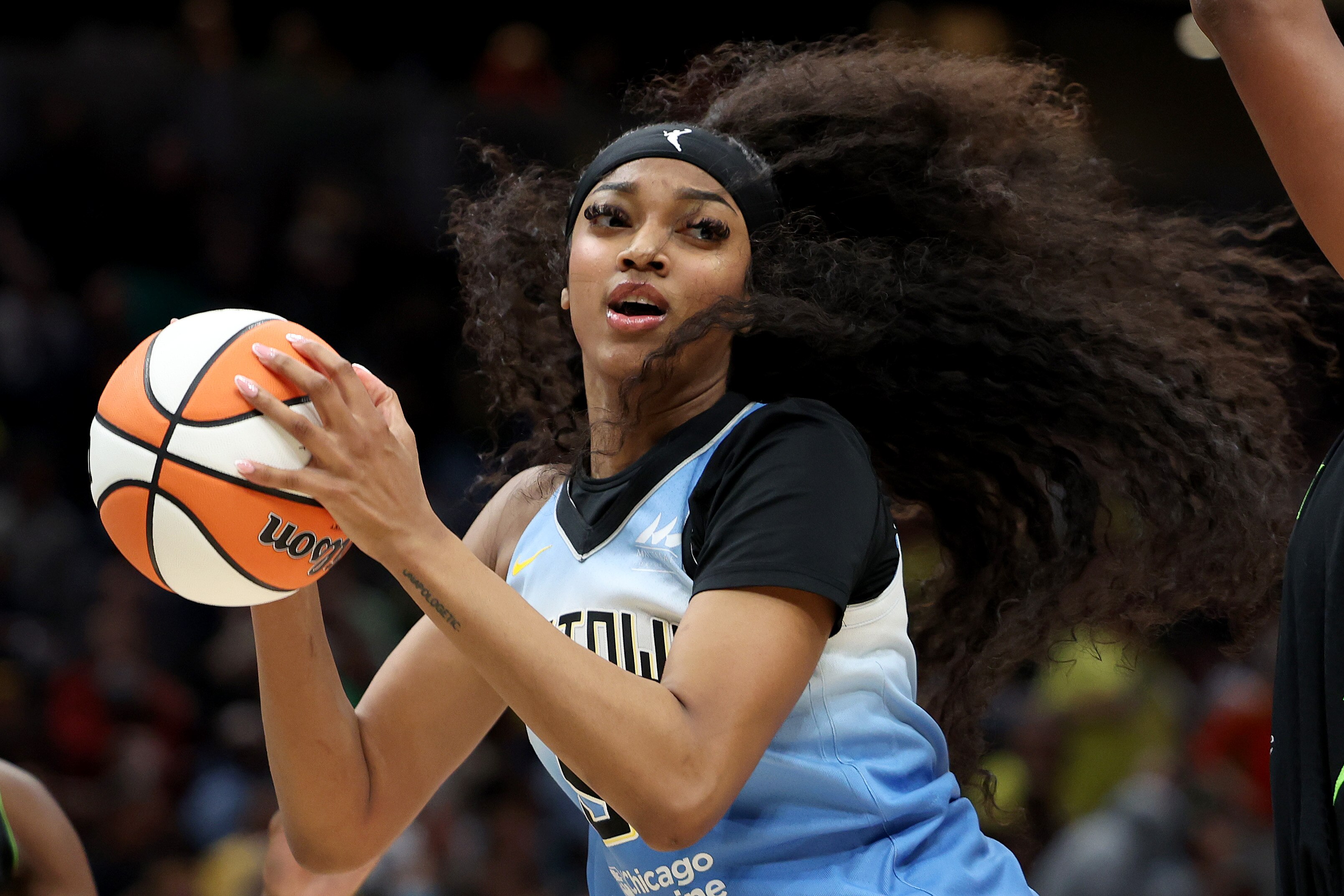 Angel Reese (pictured last week) had 11 points and 13 rebounds Wednesday.