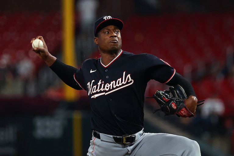 Washington Nationals right-hander Josiah Gray delivers a pitch against the St. Louis Cardinals in the ninth inning of Friday's game.