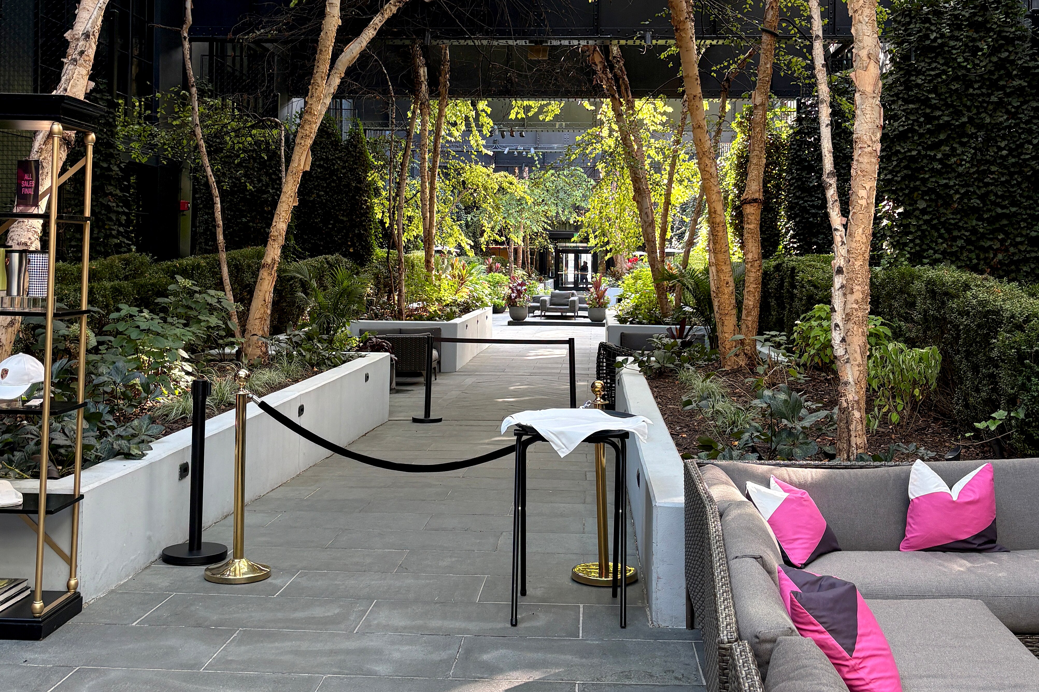 FRIDAY, OCTOBER 3, 2025 - The courtyard at the Pendry Baltimore was missing the Botero sculpture on Friday.