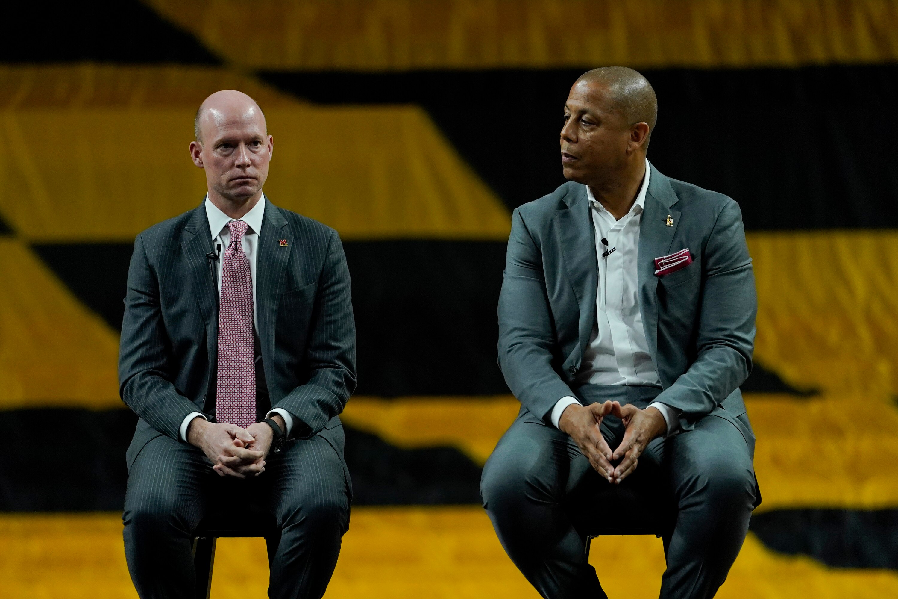 Maryland athletic director Damon Evans, right, and coach Kevin Willard have been the subject of rumors about new jobs as the men’s basketball team prepares to play in the NCAA tournament.