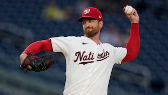 Washington Nationals starter Foster Griffin pitches to the Philadelphia Phillies during the first inning.