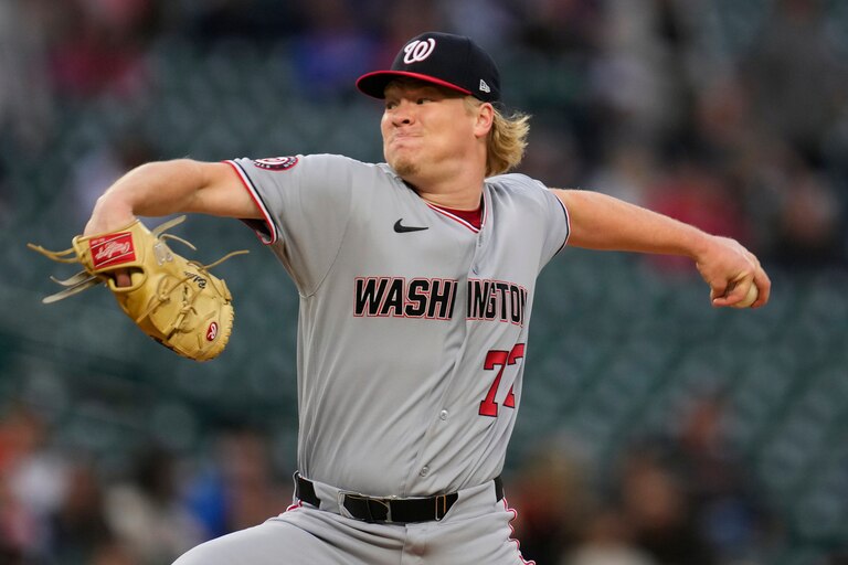 Washington Nationals pitcher DJ Herz throws against the Detroit Tigers during the first inning