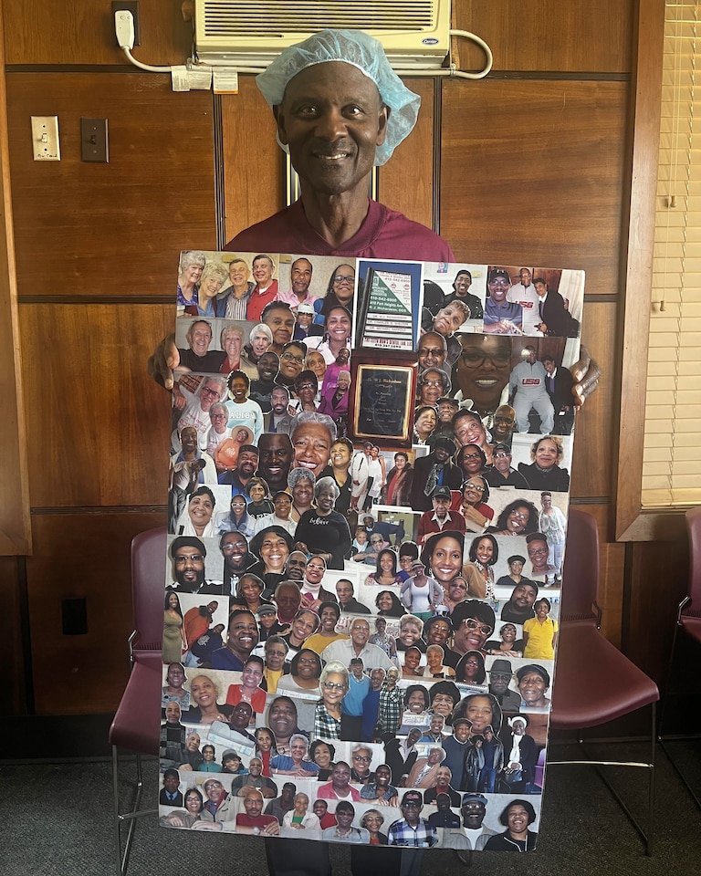 Richardson's staff made him a poster board filled with pictures of patients and staff to send him on his way to retirement.