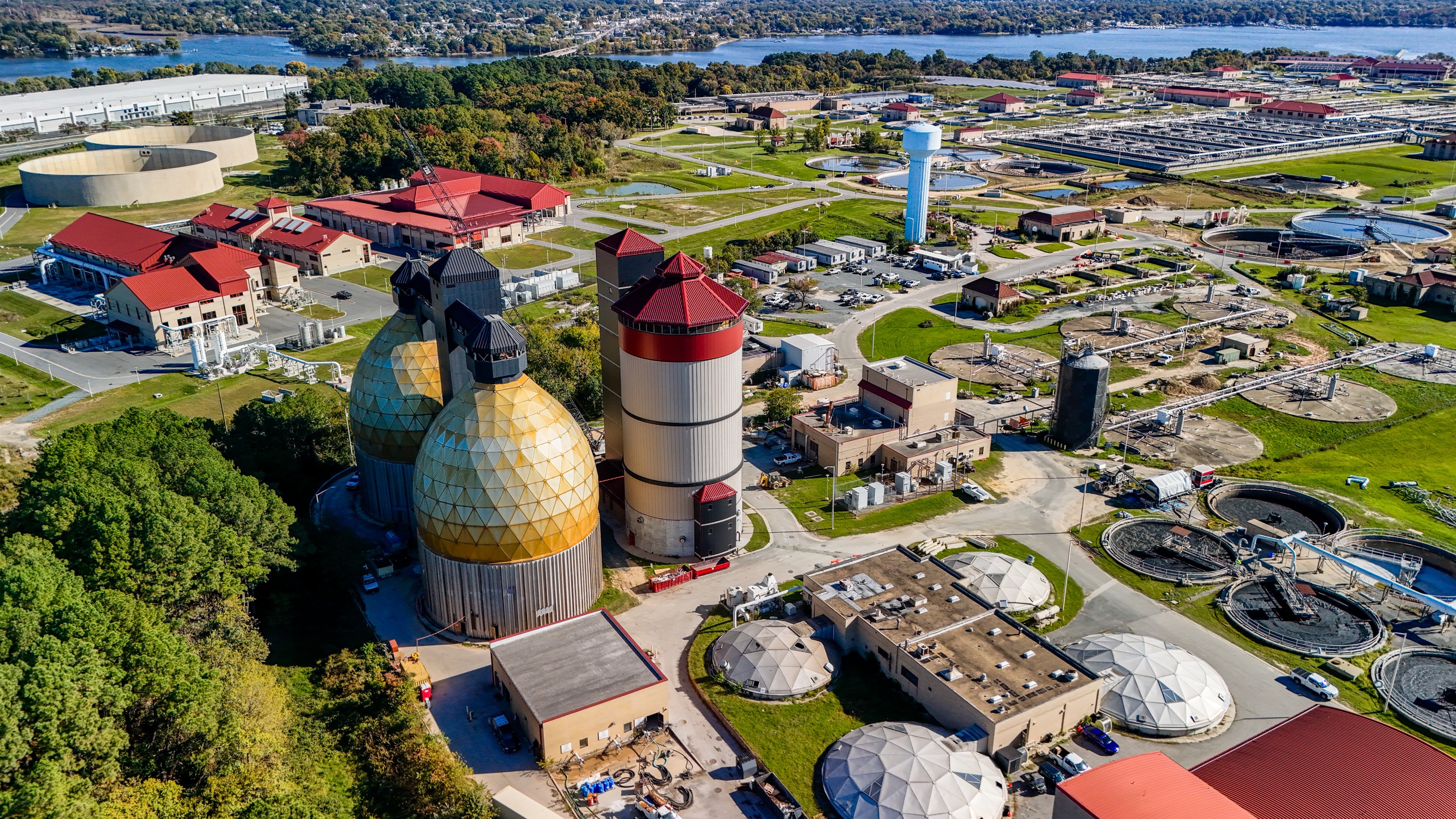 The Back River Wastewater Treatment Plant occupies a 466-acre site on the Back River in Dundalk.