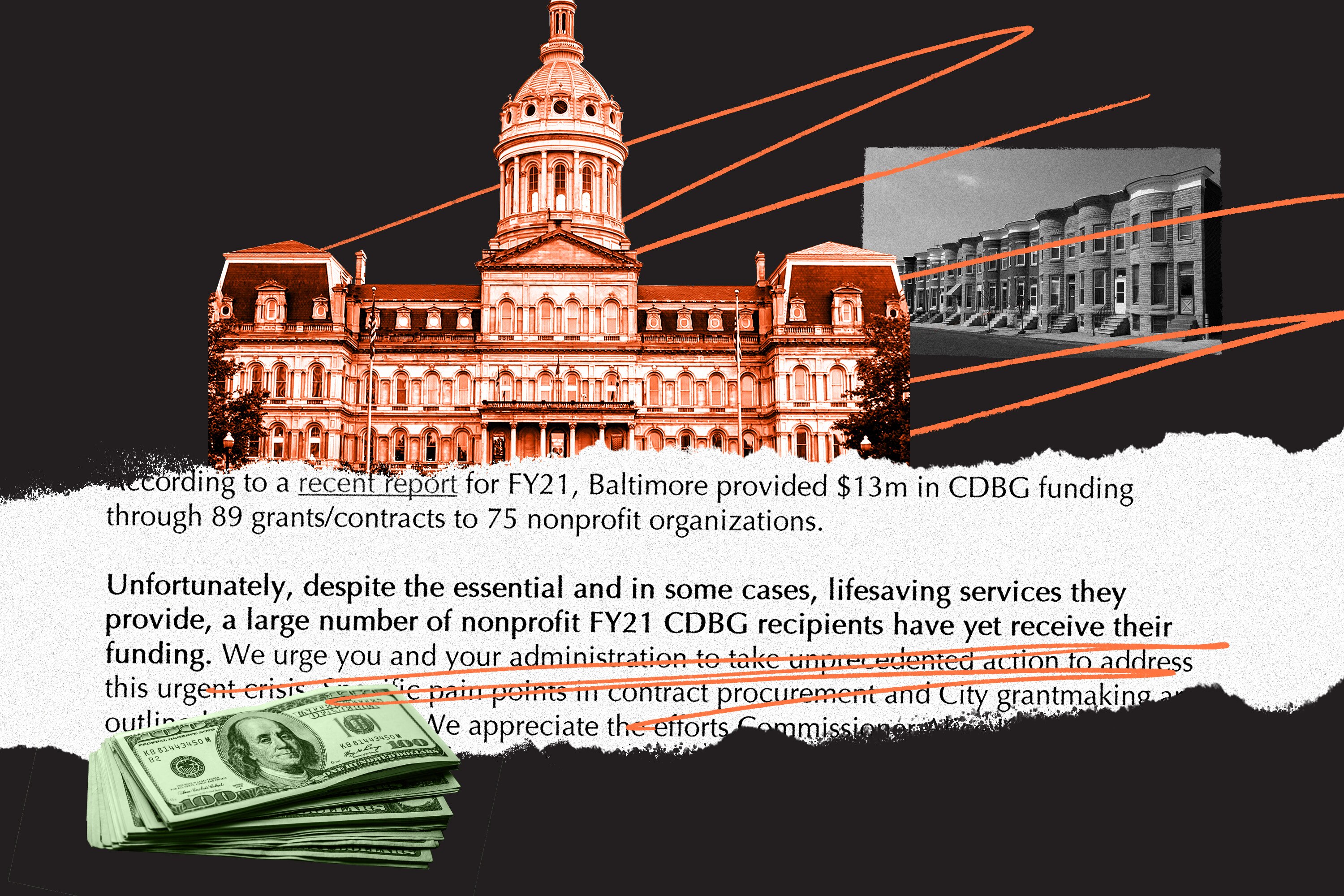 Baltimore City Hall sits between neighborhoods and grant money