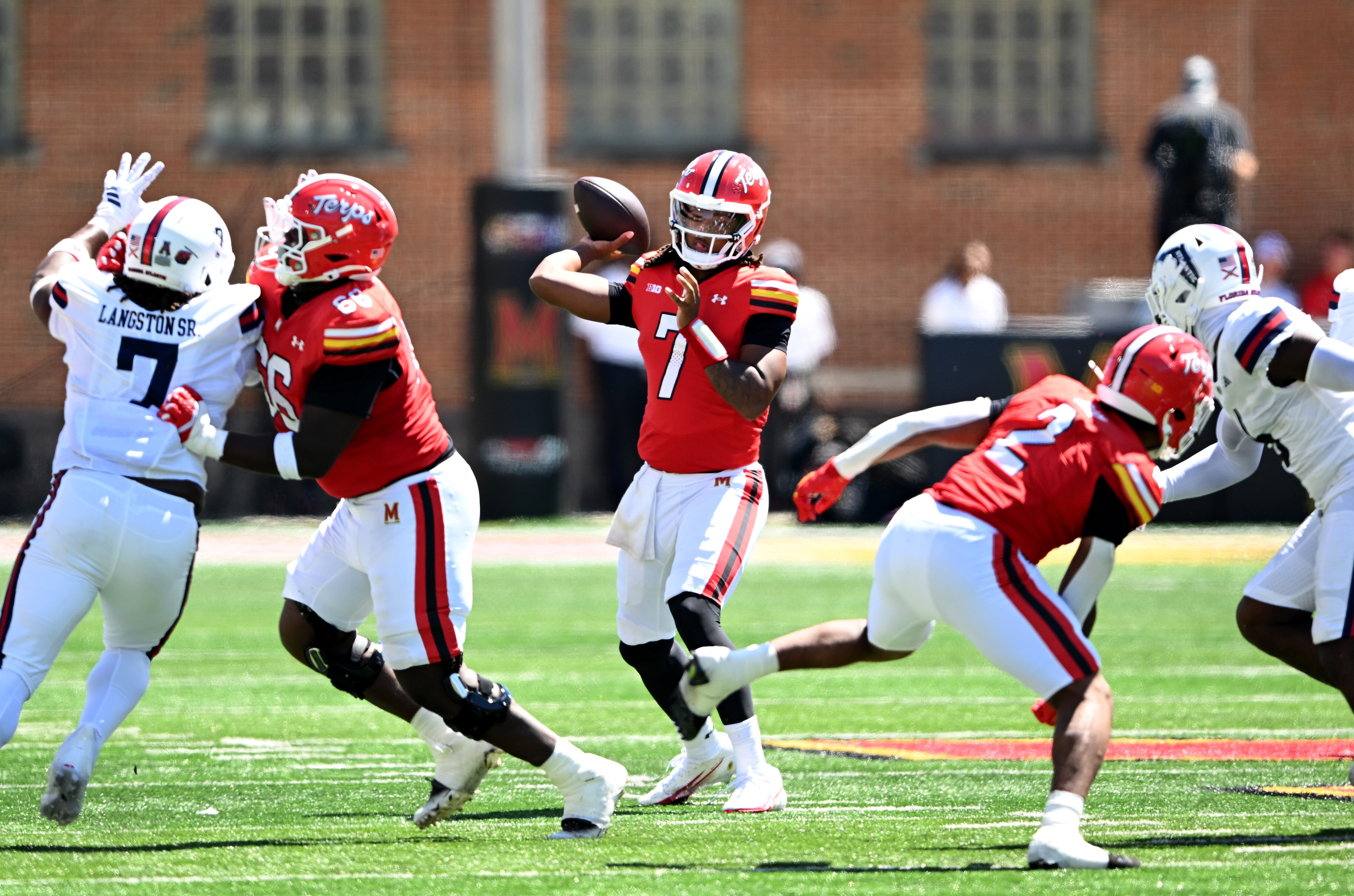 Maryland freshman quarterback Malik Washington, pictured against Florida Atlantic, has thrown for 773 yards through his first three college games.