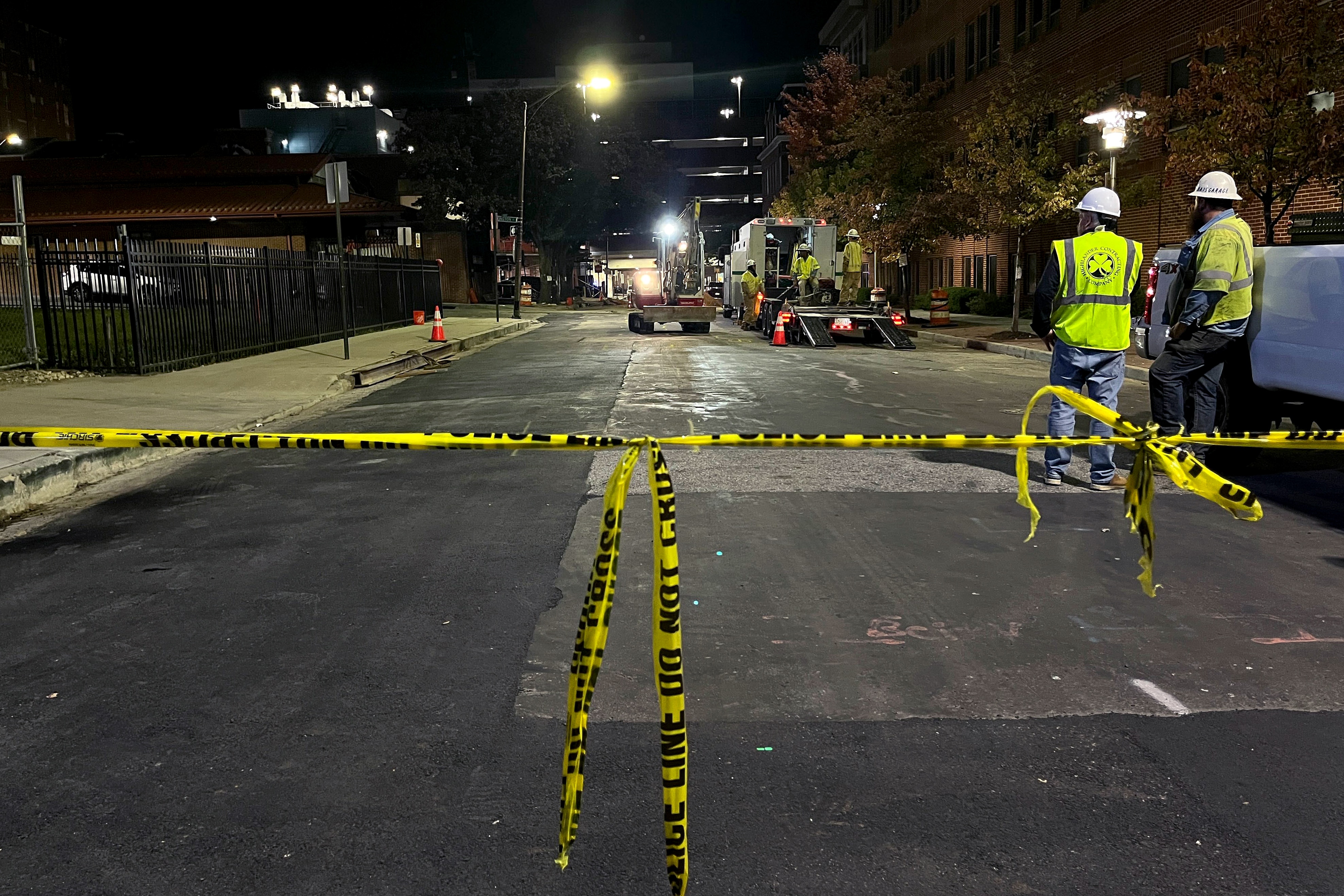 A partial road collapse caused a gas leak at West Lexington and Pearl streets.