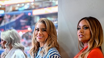 THE REAL HOUSEWIVES OF POTOMAC -- "Wizards Basketball Game" Episode -- Pictured: (l-r) Karen Huger, Robyn Dixon, Gizelle Bryant -- (Photo by: Shannon Finney/Bravo)