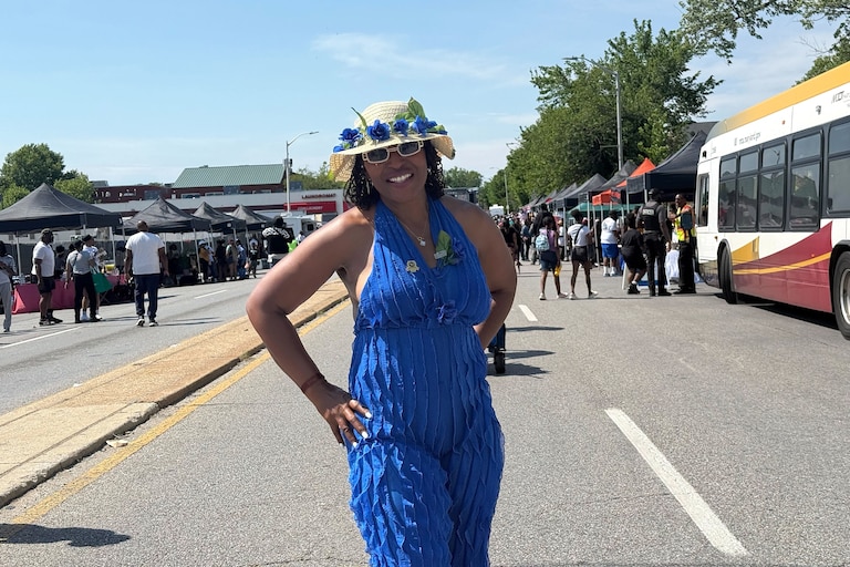 Music, games and food filled Park Heights Avenue on Saturday afternoon for the annual Spider Anderson Music and Arts Festival. CEO of Park Heights Renaissance, Yolanda Jiggetts, shows off her Preakness best at the festival she helped organize on Saturday afternoon.