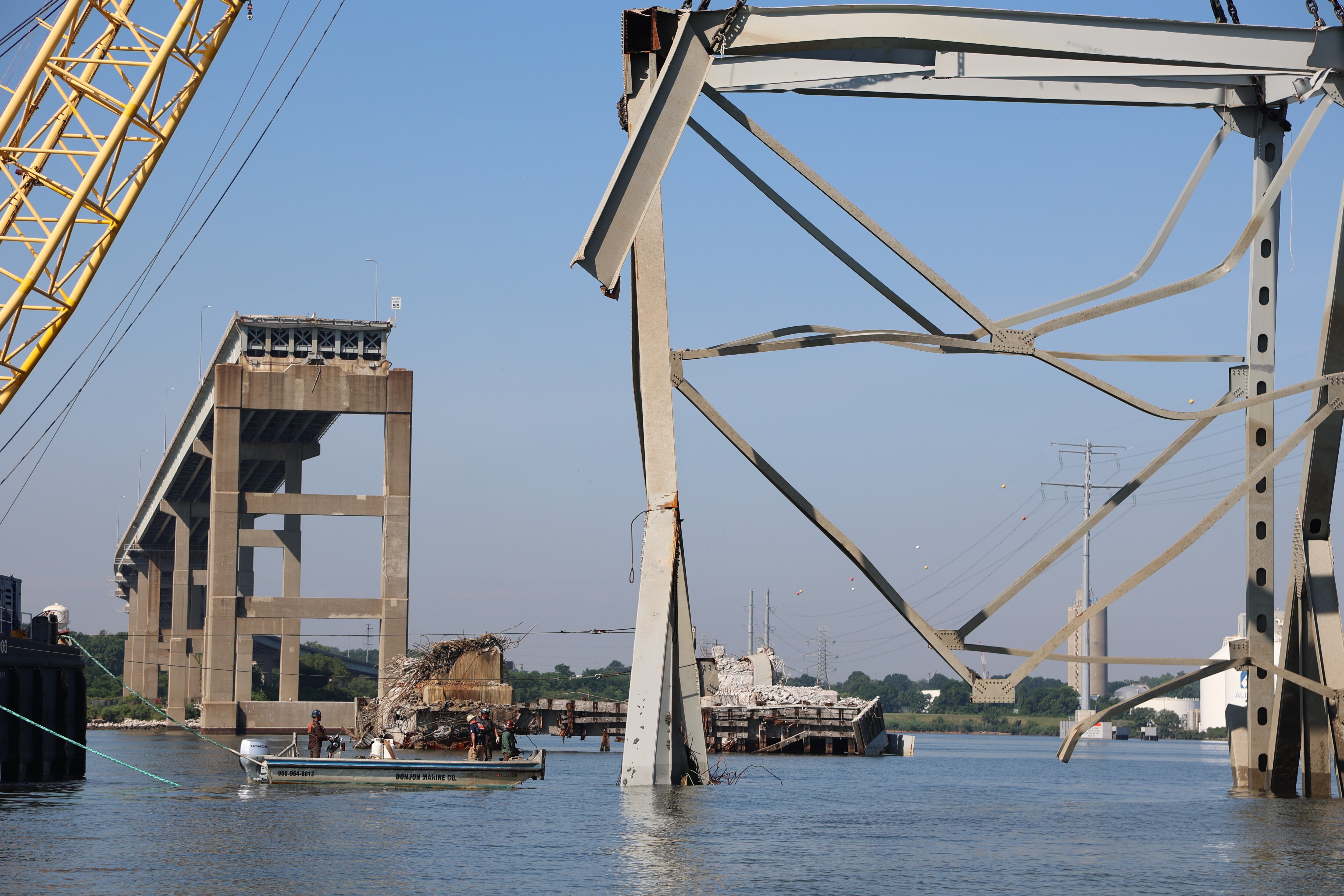Salvage crews successfully removed the final large steel truss segment of the fallen Key Bridge on June 3-4.
