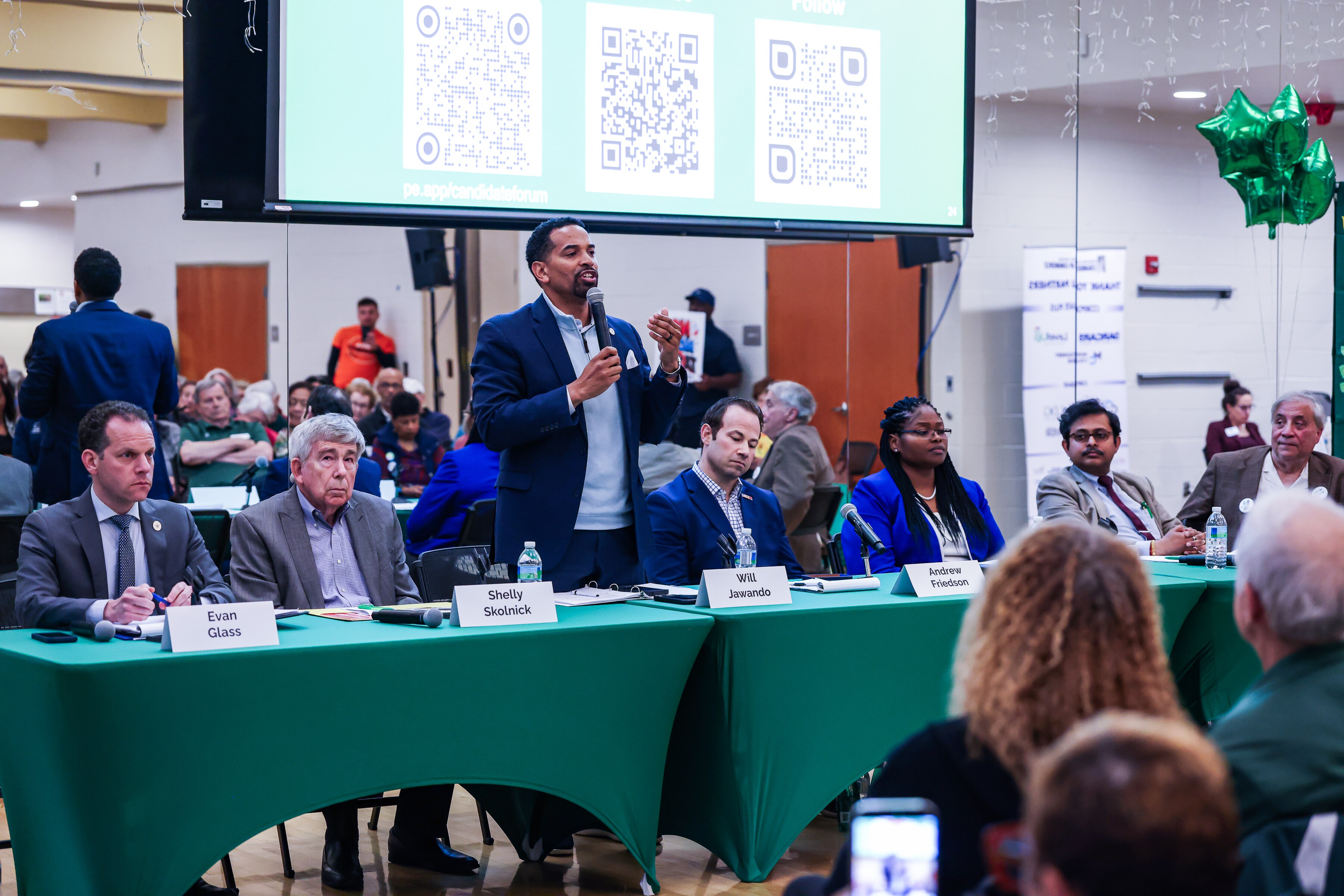 Democratic and Republican candidates for County Executive speak during a forum in Silver Spring in April.