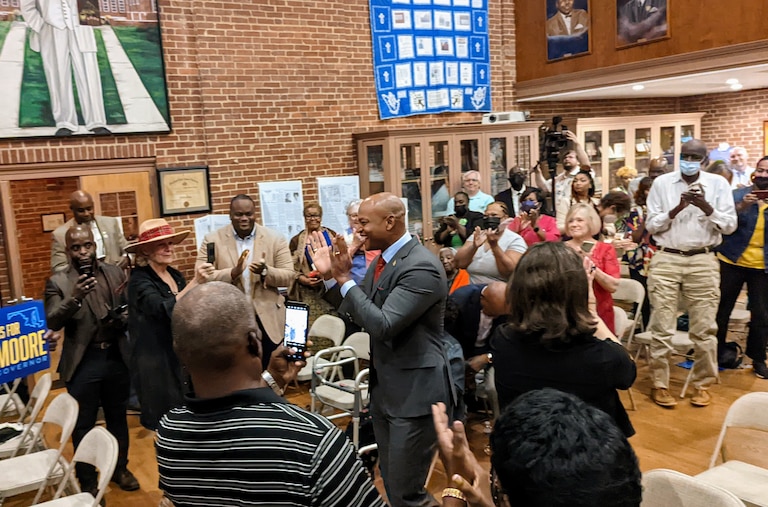 Gov.-Elect Wes More at the Caucus of African American Leaders in Annapolis on Sept. 13, 2022. He talked about the significance of being sworn in as governor at a building constructed by enslaved people.