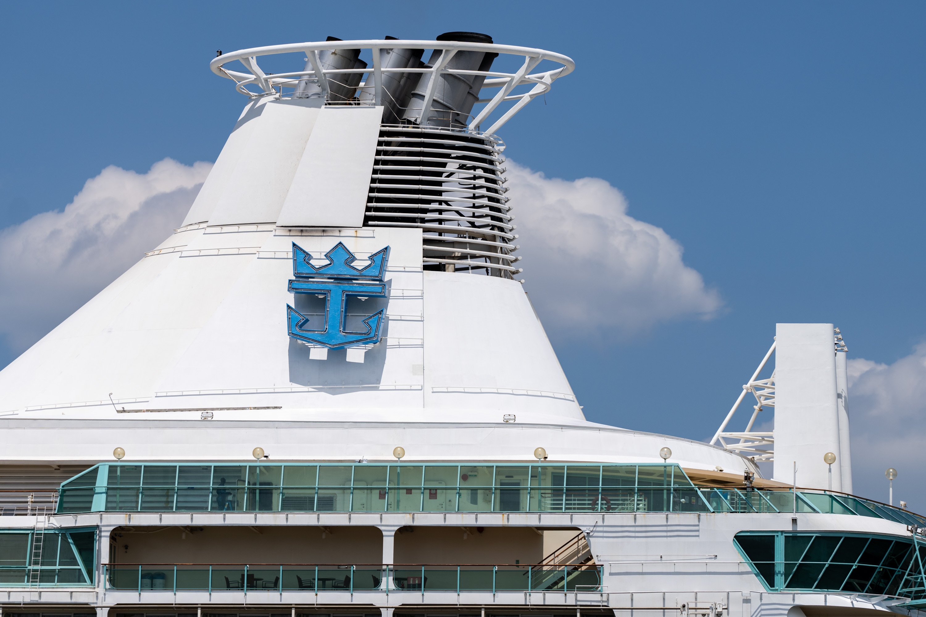 Royal Caribbean’s “Vision of the Seas” is docked at the Port of Baltimore on May 24, 2024. The ship, which departs on May 25, will be the first cruise departure from the port since the Key Bridge collapse.