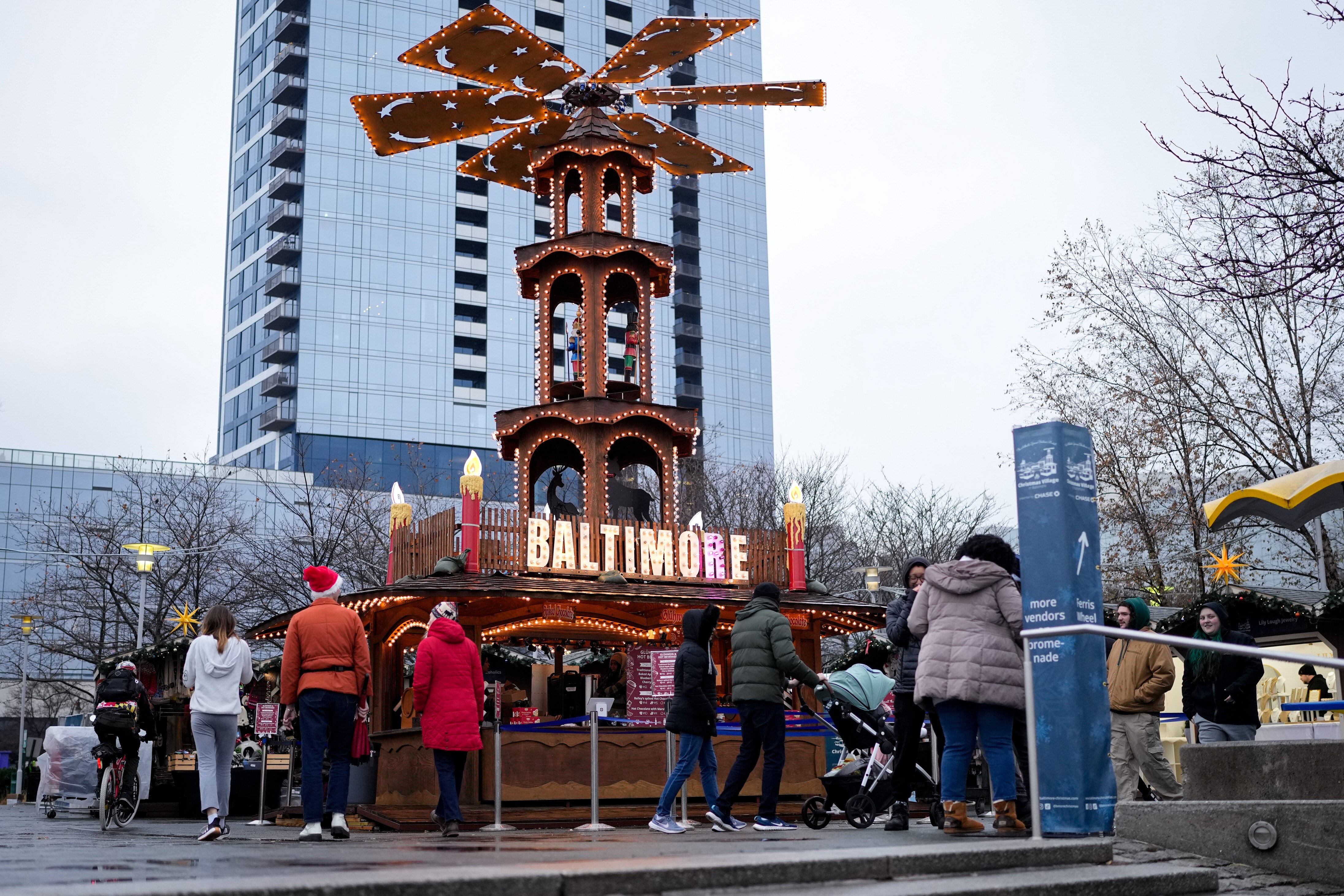 Christmas Village along the Inner Harbor will be open from noon to 5 p.m. on Thanksgiving.