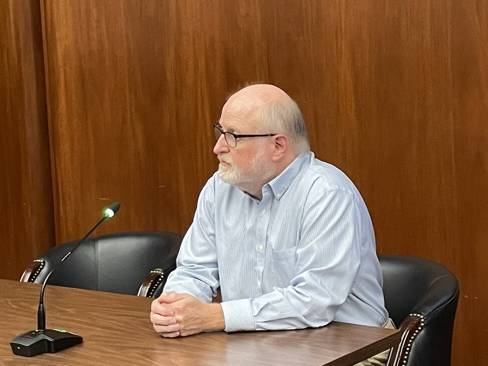 C. Scott Holupka testifies before the Baltimore County Council at his confirmation hearing for chairman of the planning board.