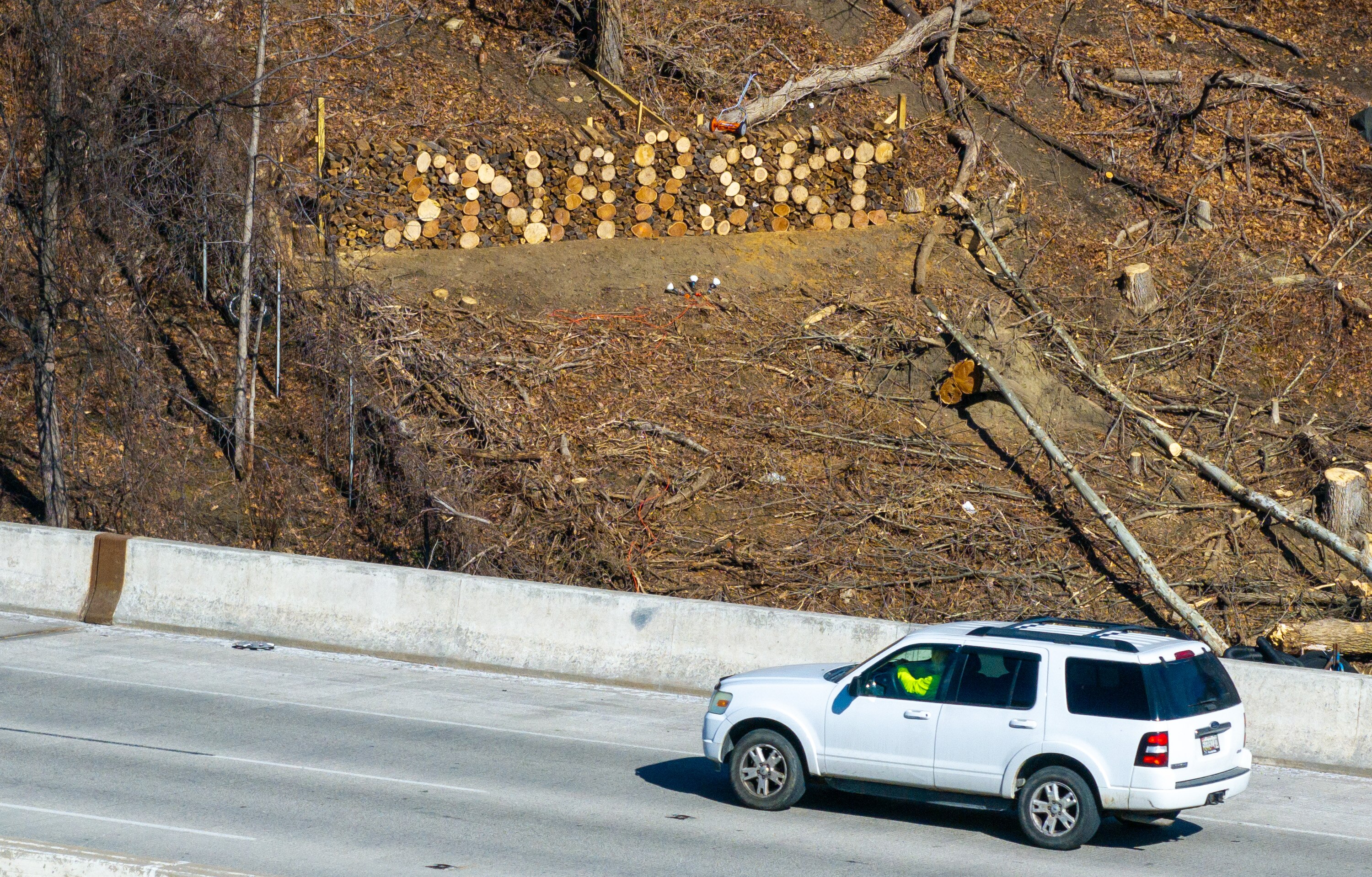 A sign made out of firewood appeared off I-83 northbound near the Union Collective about two weeks ago. Snarski Landscaping moved into the city from a county location and decided to make their own, thematic sign.