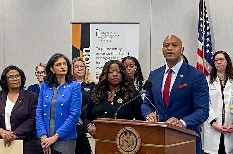 Gov. Wes Moore announced that hospitals in Maryland would get extra funding to help them care for a surge of flu patients during an event Thursday at the University of Maryland Capital Region Medical Center in Prince George’s County.