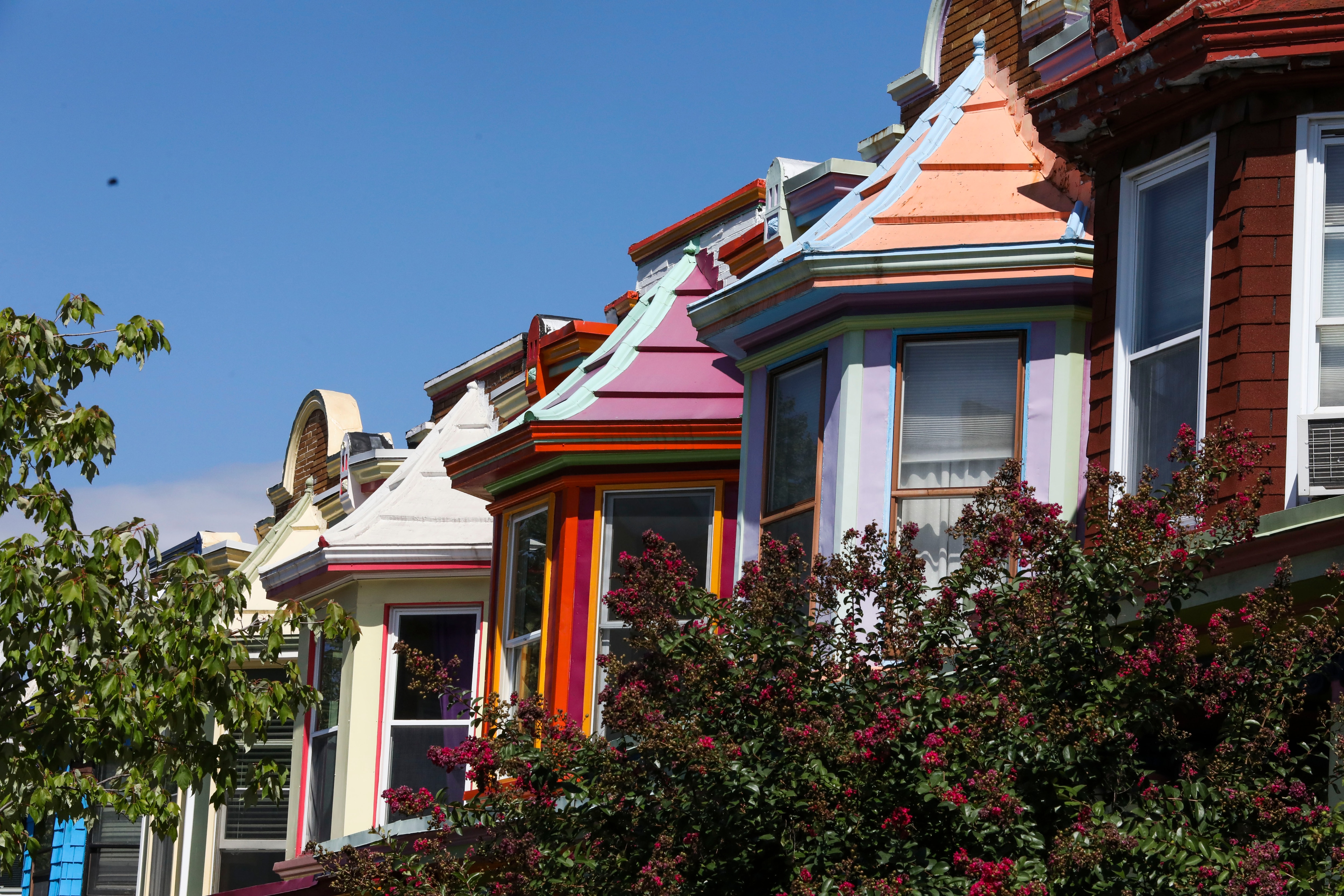 The Painted Ladies in the Charles Village neighborhood of Baltimore.