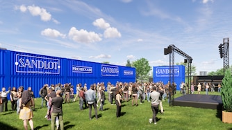 Renderings for Sandlot Largo, a community and events space that began in Washington, D.C., will open at the planned development site of the Promenade at Lottsford.