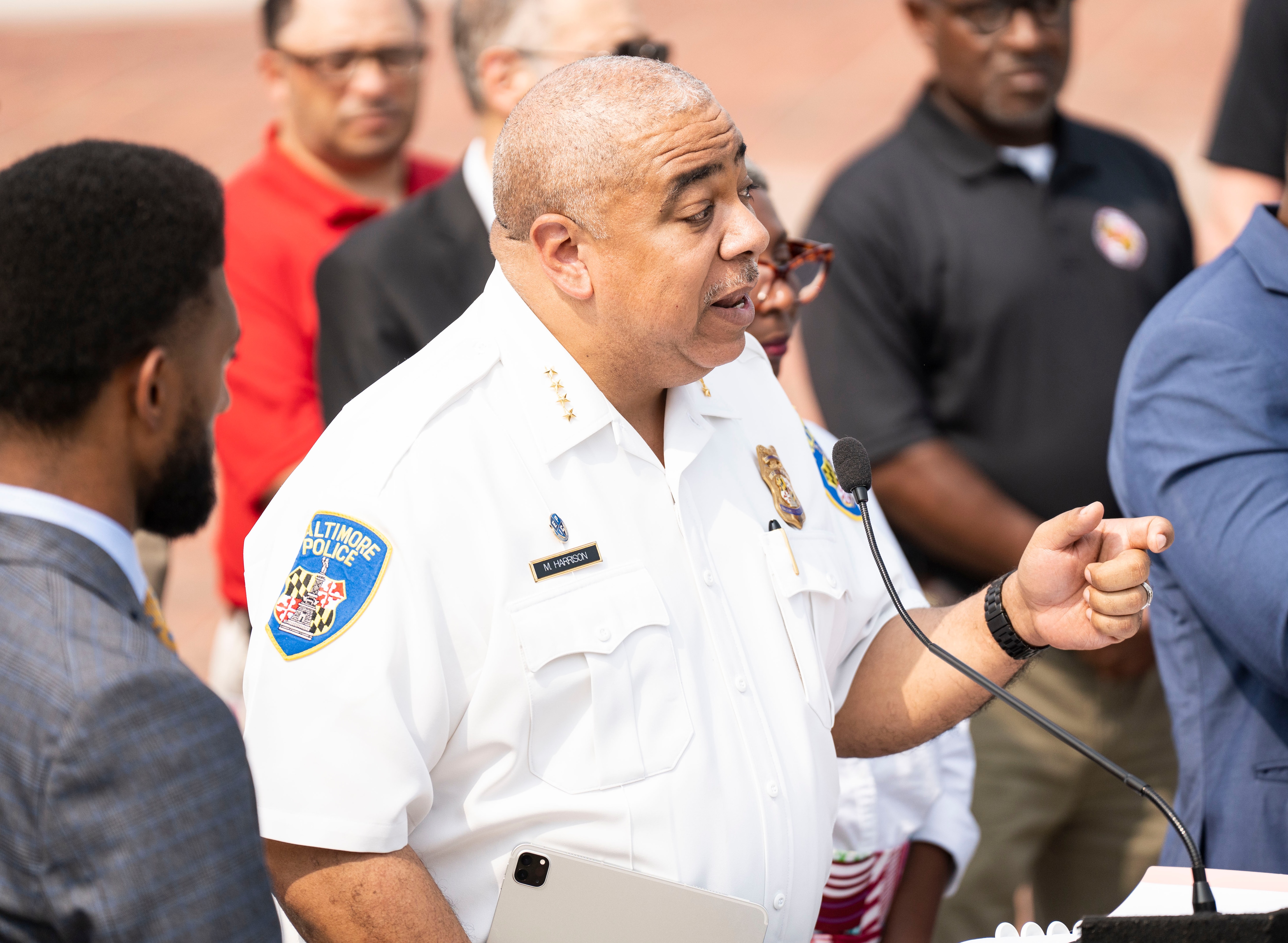 Police Commissioner Michael Harrison, speaks to the city's strategy for teen violence this summer, including enforcement of the youth curfew, at a press conference this afternoon on May 24, 2023.