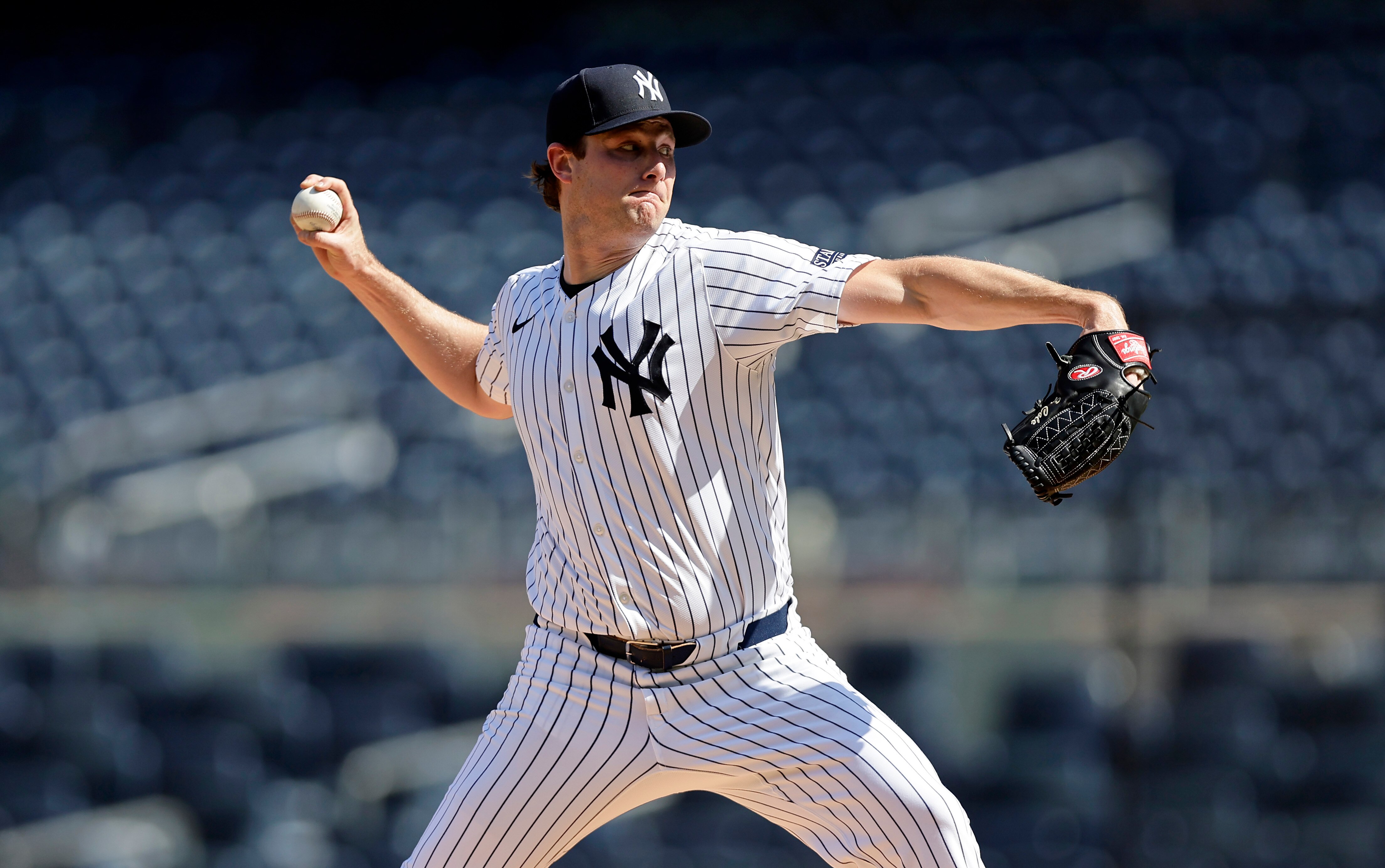 Gerrit Cole of the New York Yankees throws from the mound before a game against the Seattle Mariners at Yankee Stadium on May 21, 2024 in New York City.