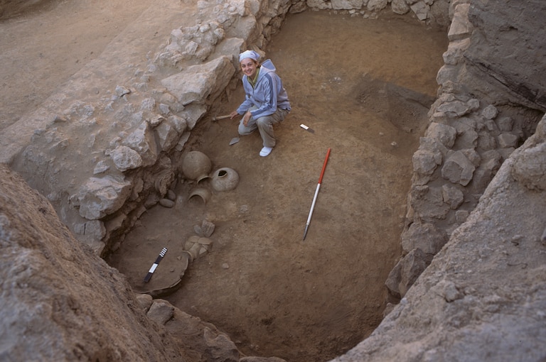 Elaine Sullivan, then a graduate student, is now a professor of Egyptology at University of California. Here she is excavating the tomb in 2012.