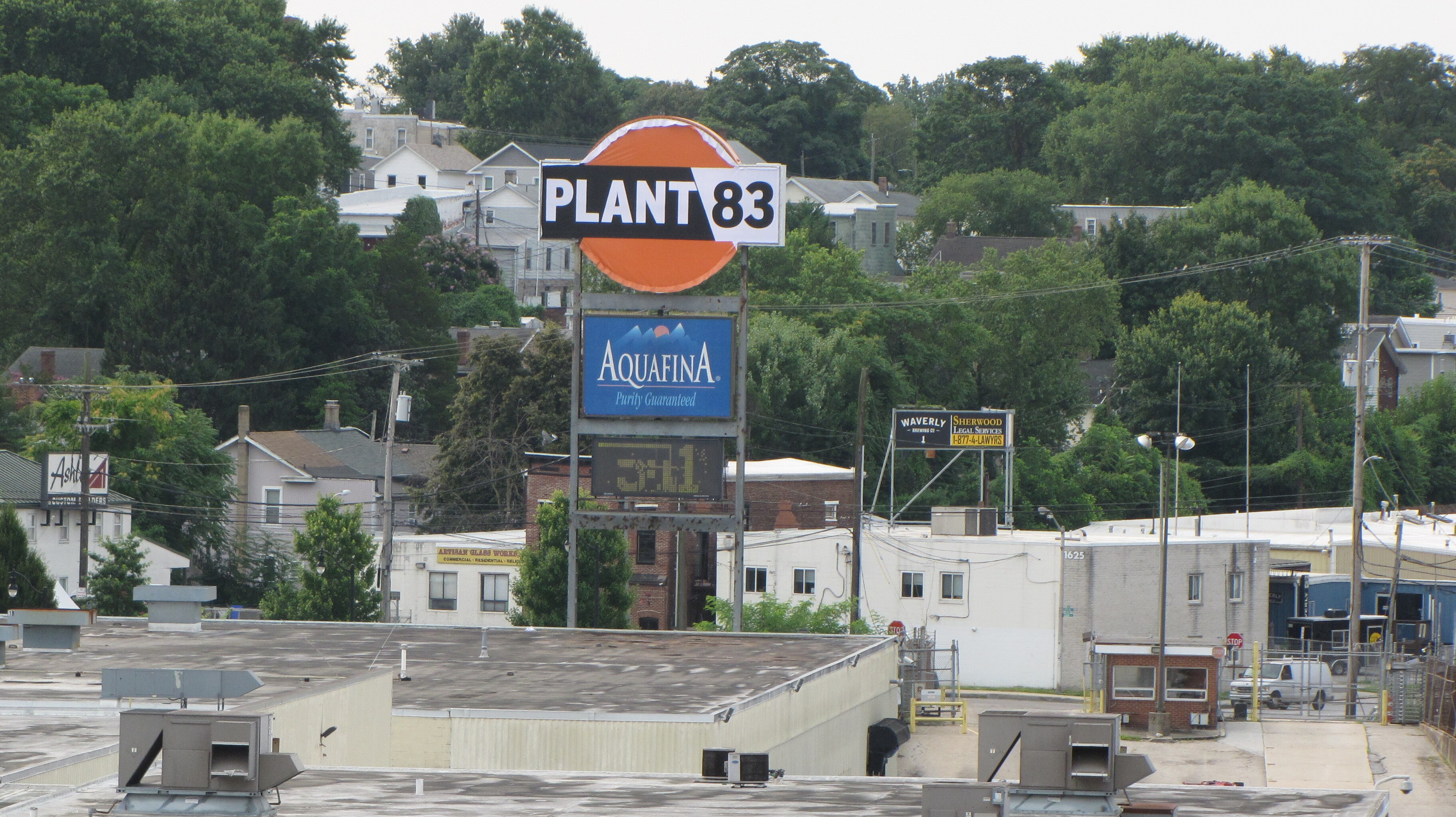 The Pepsi sign over Interstate 83 has been replaced with branding for Plant 83.