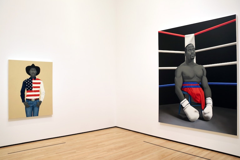 Wednesday, October 29, 2025 - Amy Sherald's exhibit American Sublime press viewing at the Baltimore Museum of Art. From left "What's precious inside of him does not care to be known by the mind in ways that diminish its presence (All American)" and "American Grit".