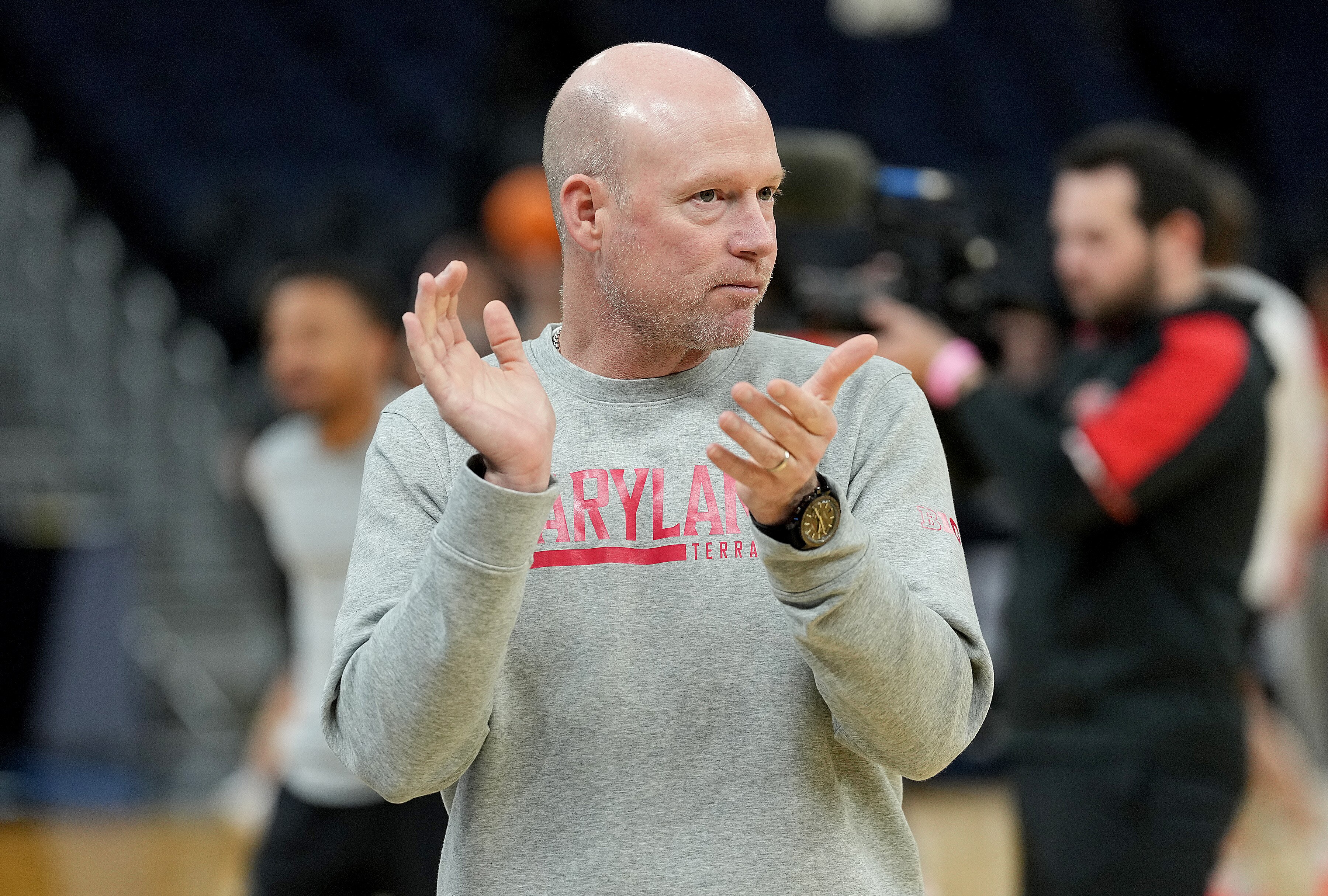Coach Kevin Willard conducts practice Wednesday as Maryland prepared for its regional semifinal game against Florida in San Francisco.