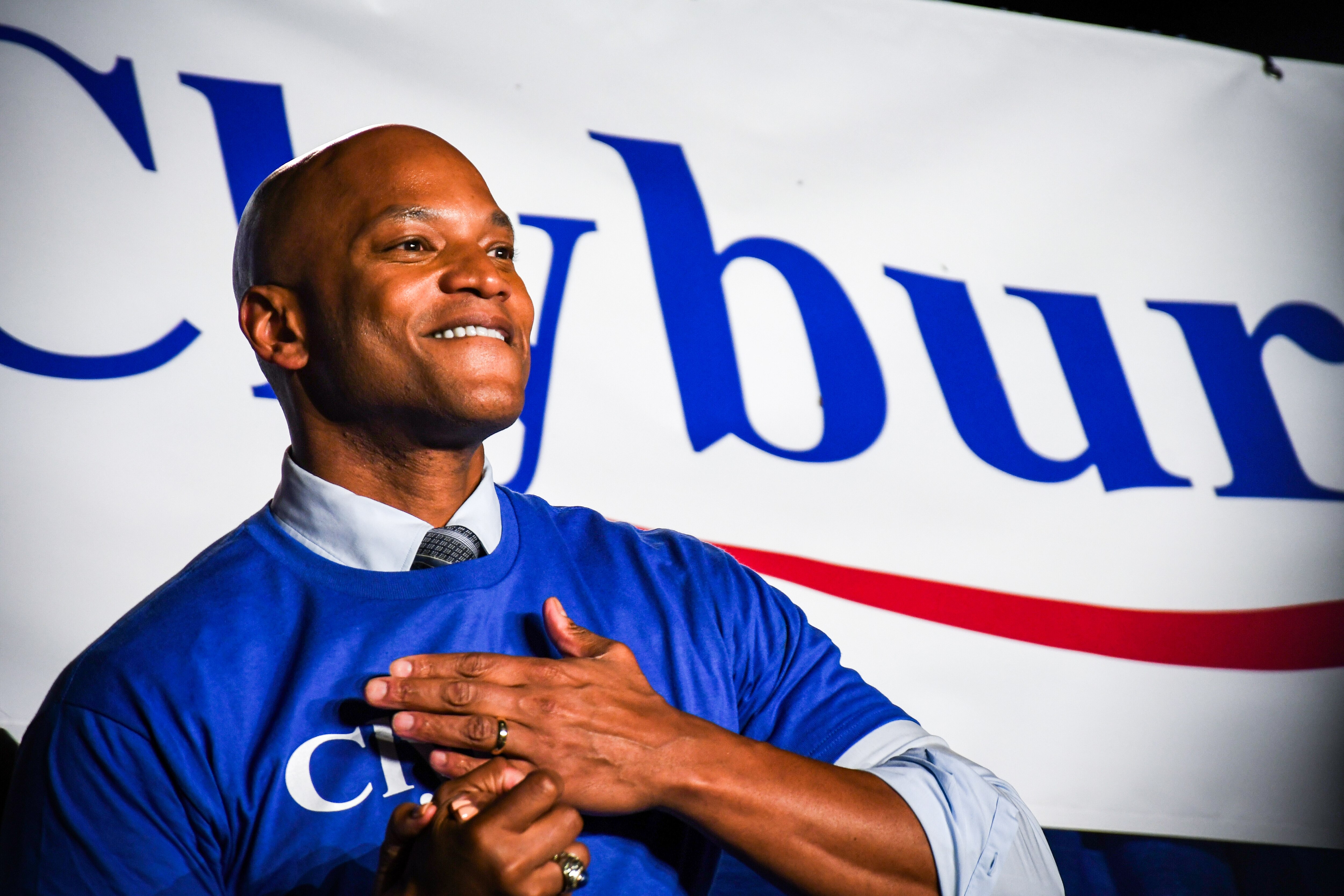 Maryland Gov. Wes Moore speaks at U.S. Rep. Jim Clyburn’s annual fish fry in Columbia, S.C., on Friday.
